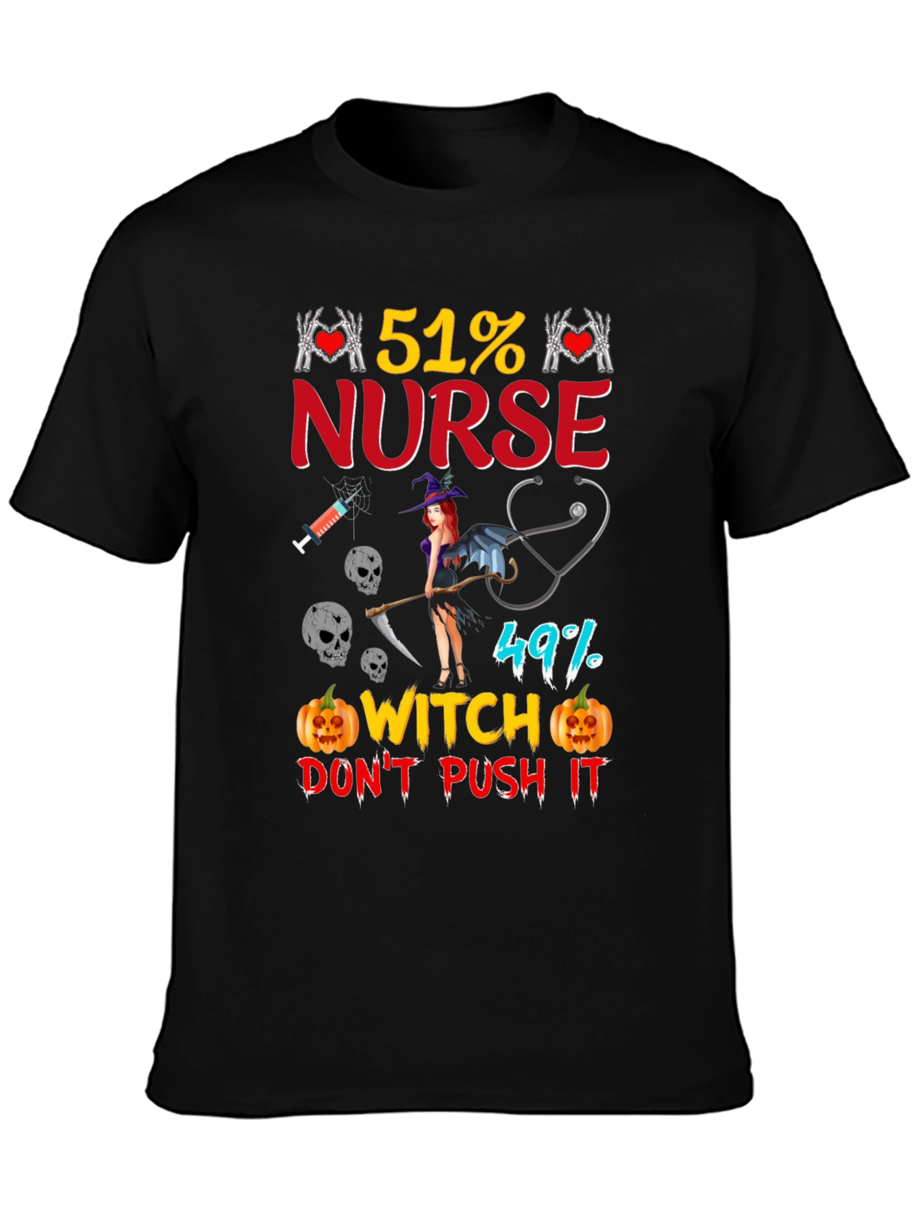 51% Nurse 49% Witch Halloween Graphic Tee