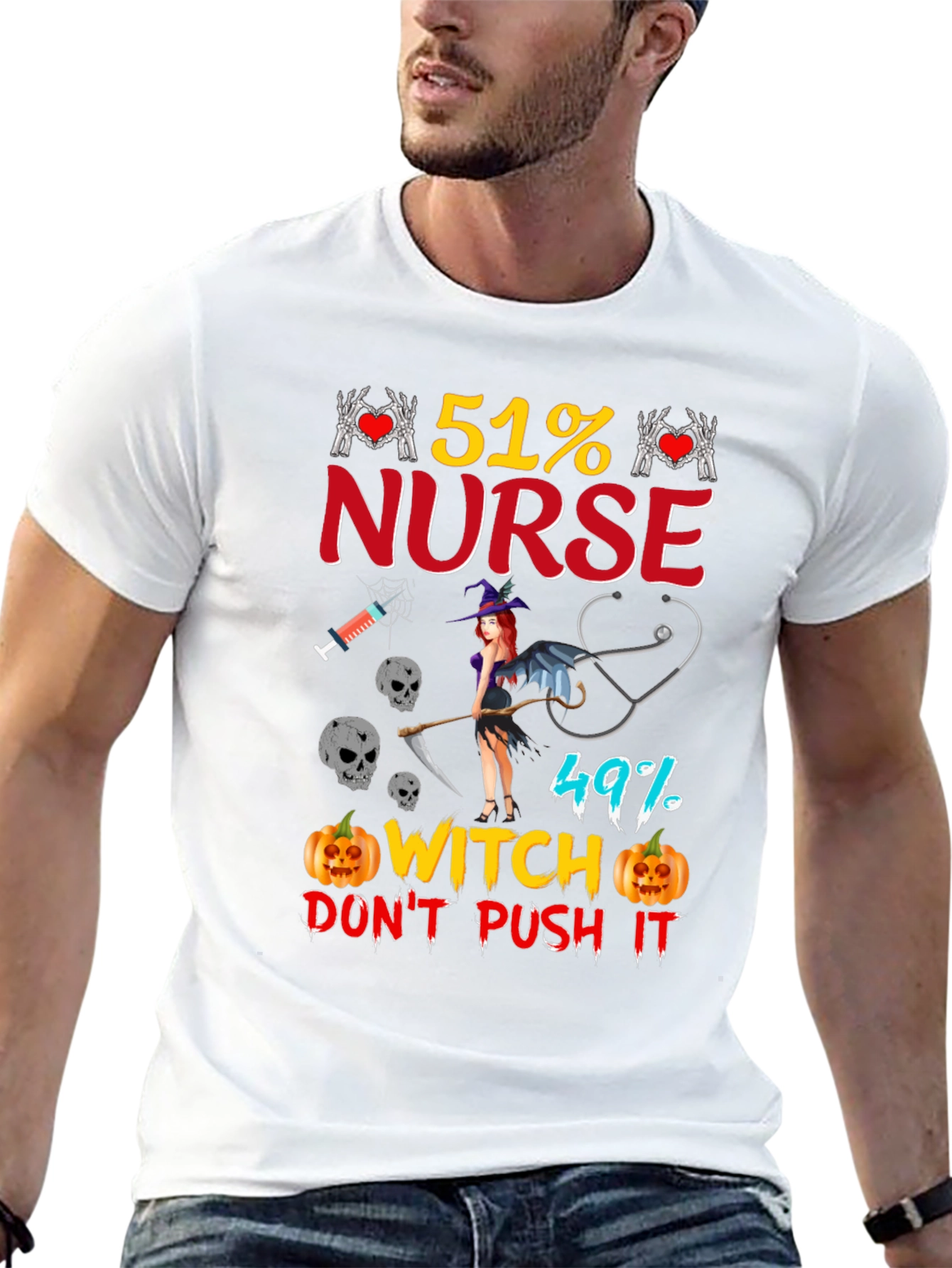 51% Nurse 49% Witch Halloween Graphic Tee