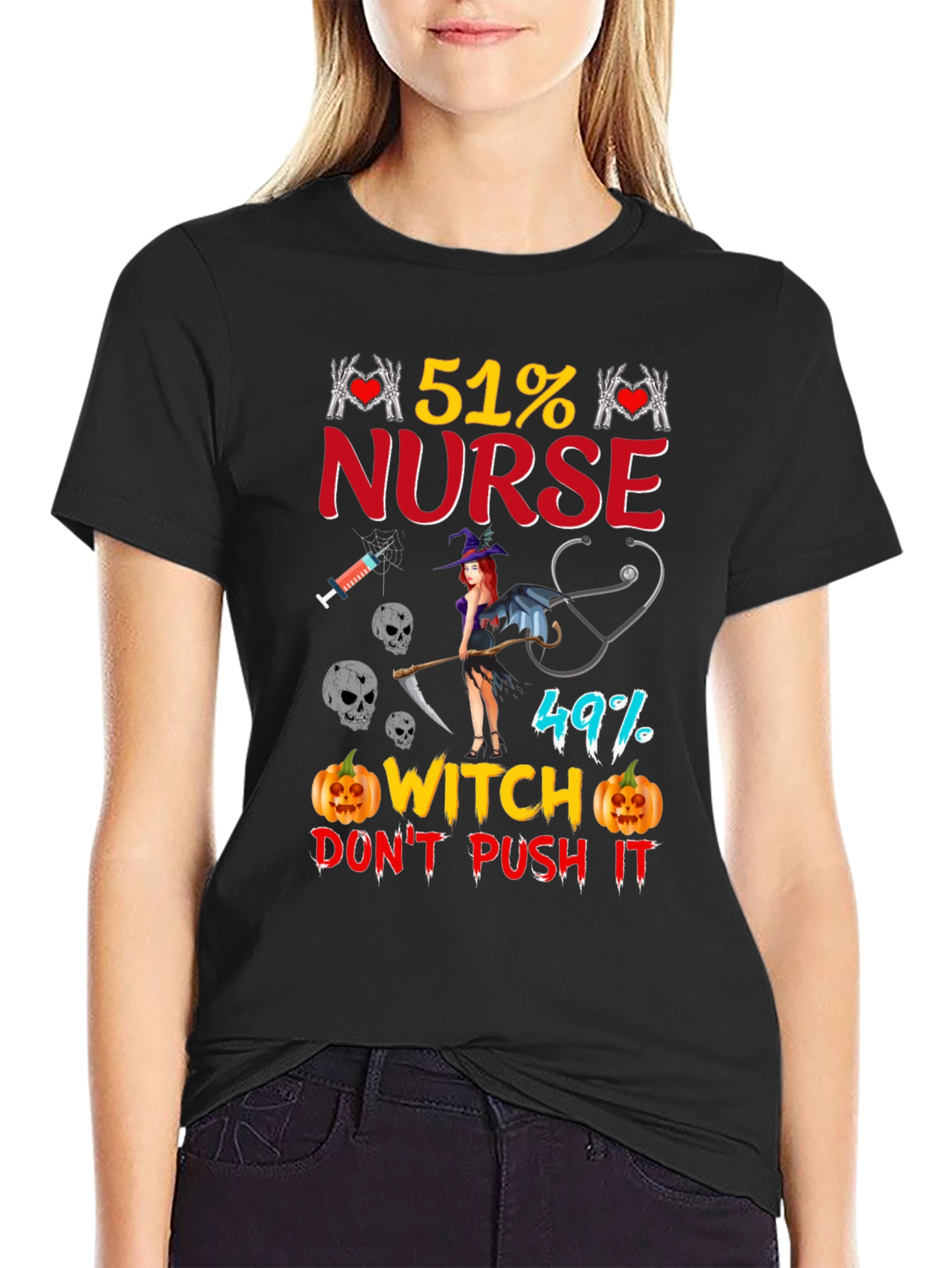 51% Nurse 49% Witch Halloween Graphic Tee