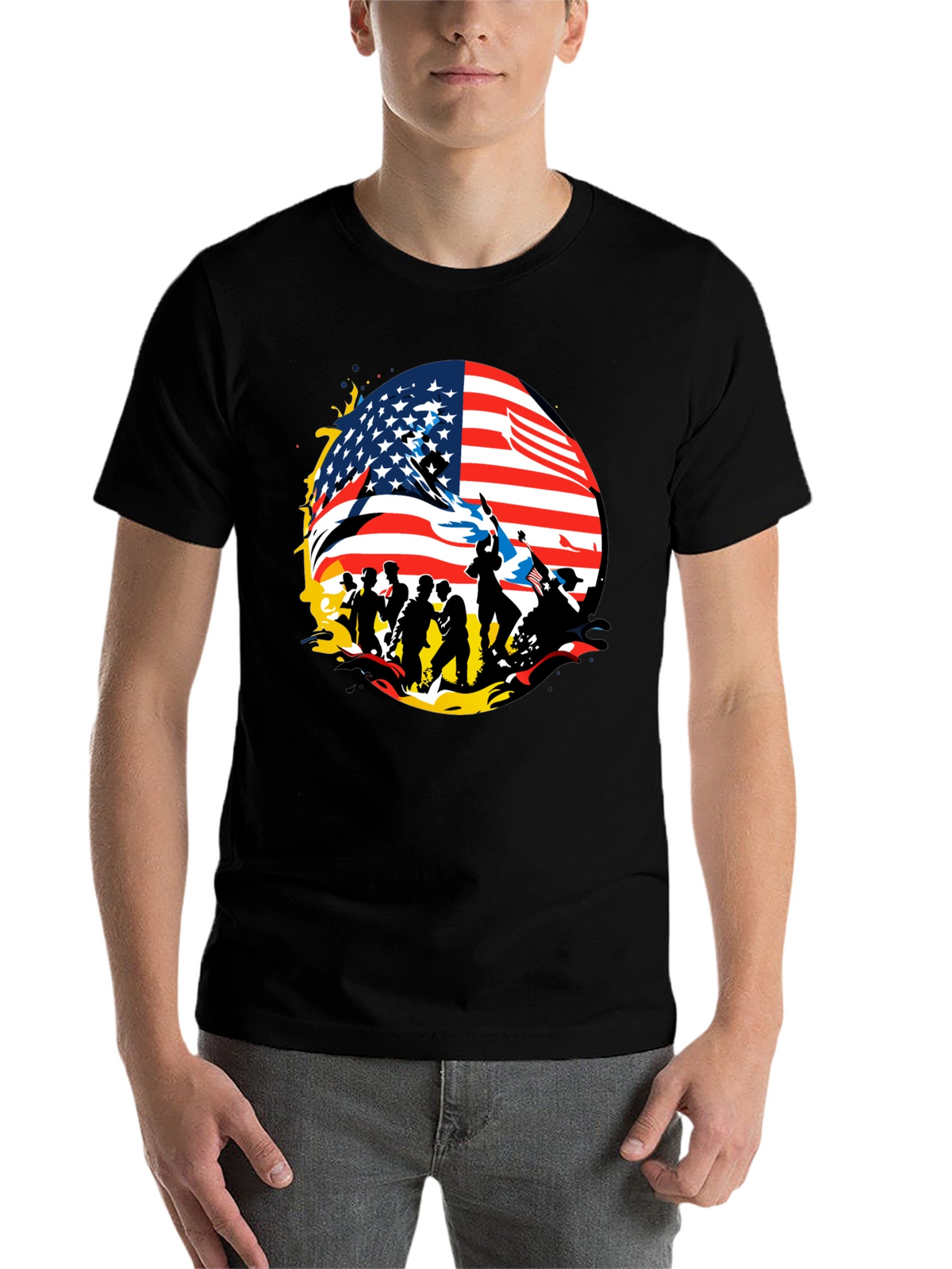Patriotic American Flag Graphic T-Shirt