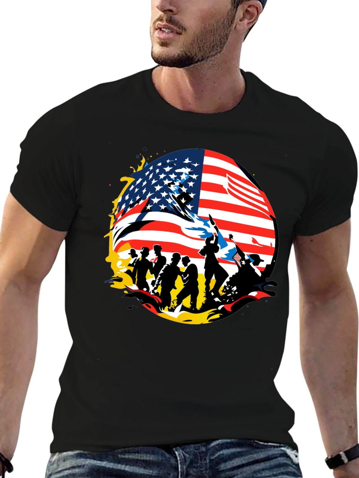 Patriotic American Flag Graphic T-Shirt