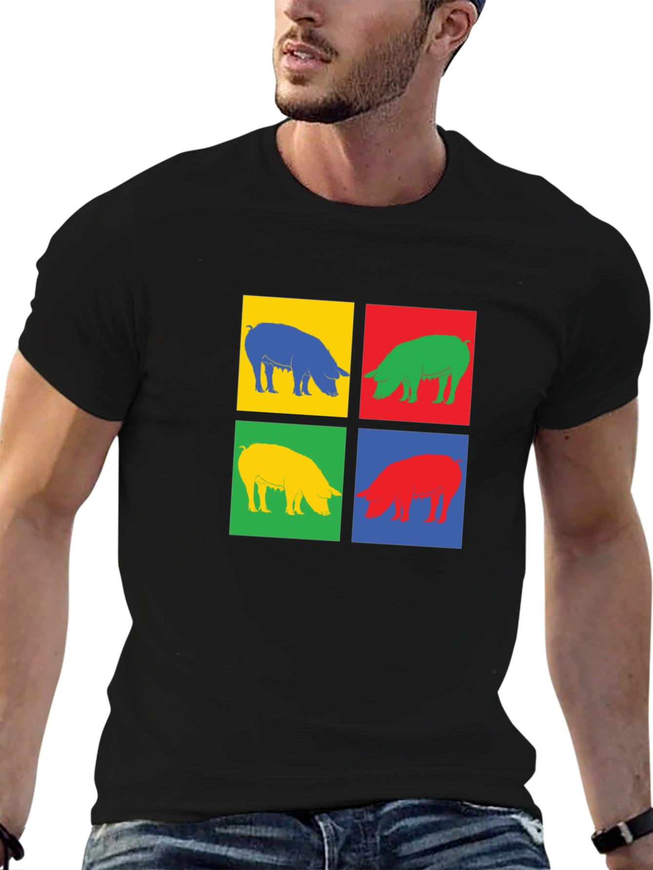 Pop Art Pig Graphic Tee - Trendy & Unique!