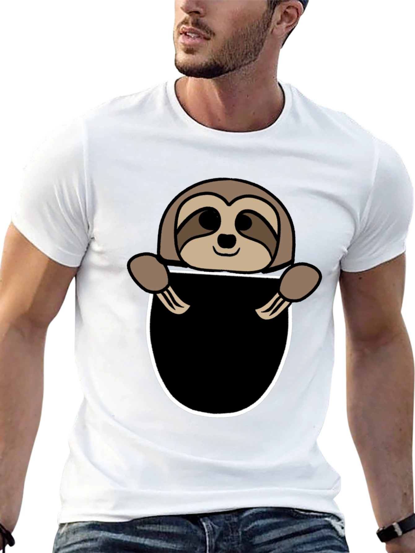 Sloth Pocket Graphic Tee - Novelty Animal T-Shirt
