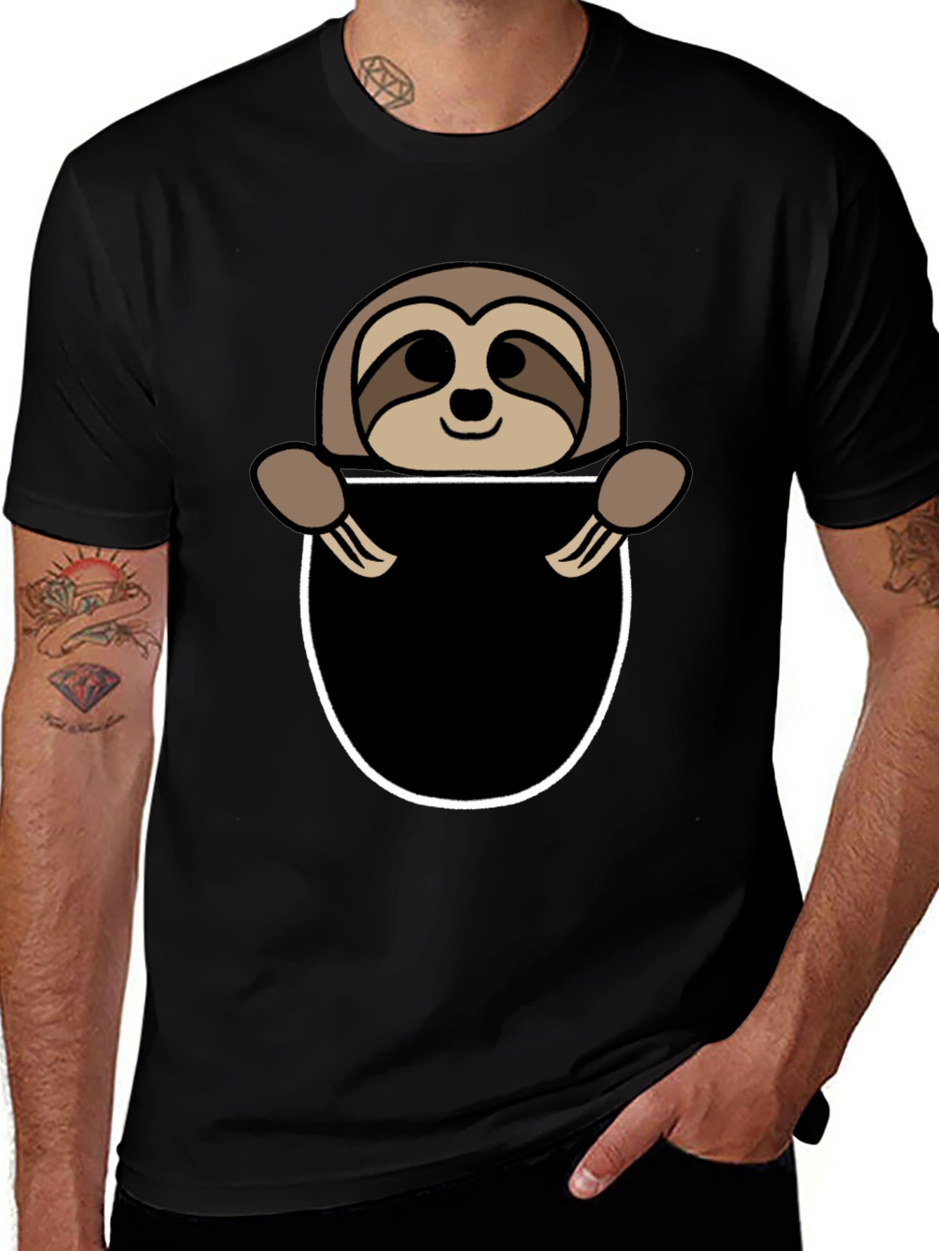 Sloth Pocket Graphic Tee - Novelty Animal T-Shirt