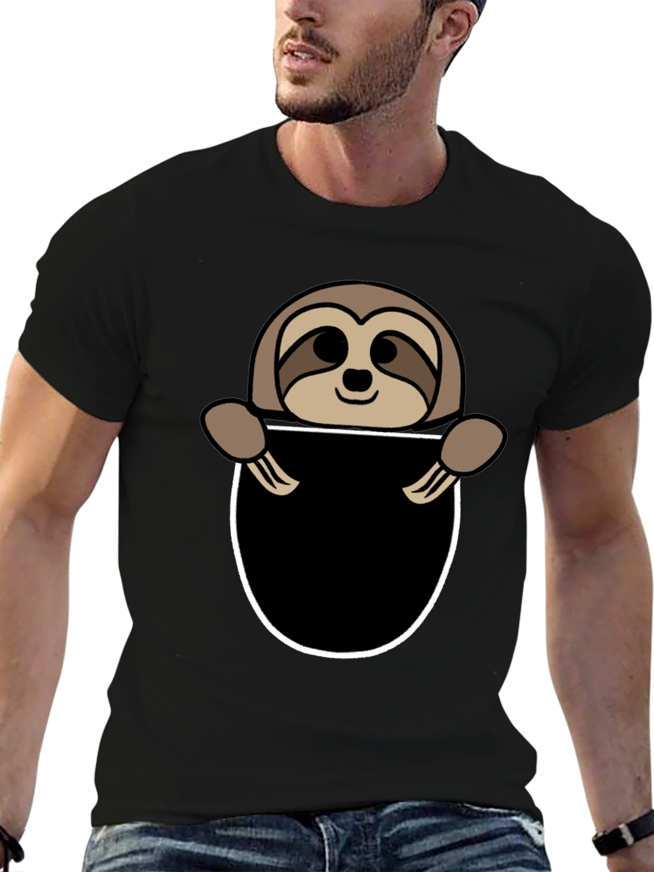 Sloth Pocket Graphic Tee - Novelty Animal T-Shirt
