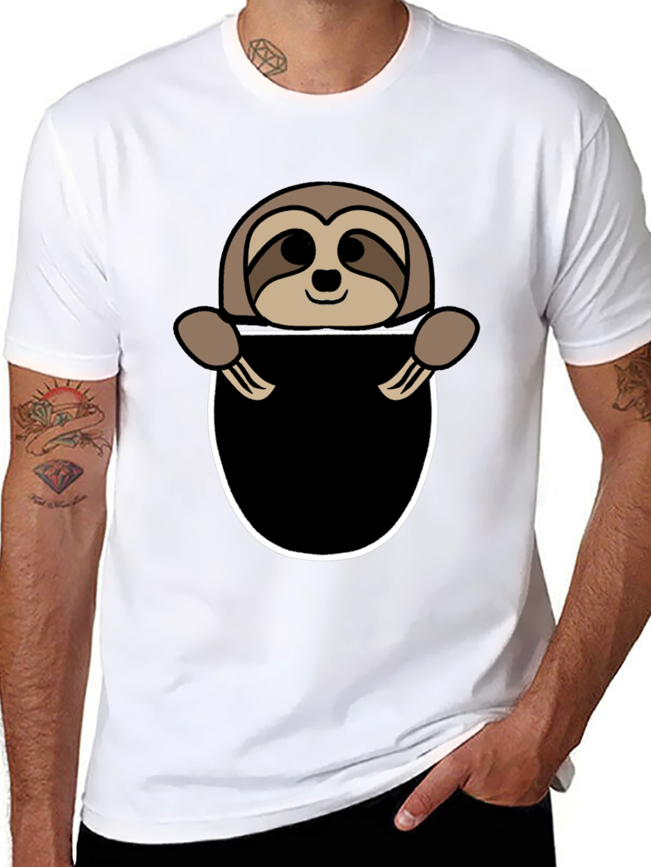 Sloth Pocket Graphic Tee - Novelty Animal T-Shirt
