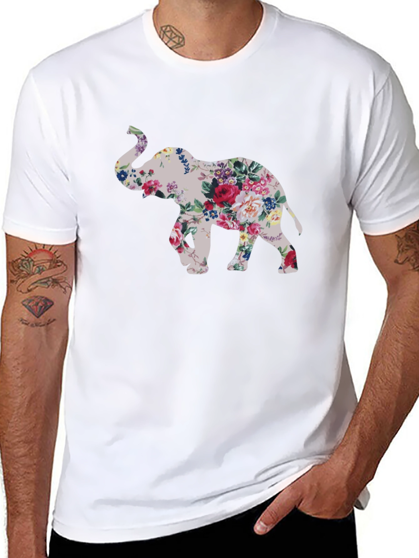 Floral Elephant Graphic T-Shirt