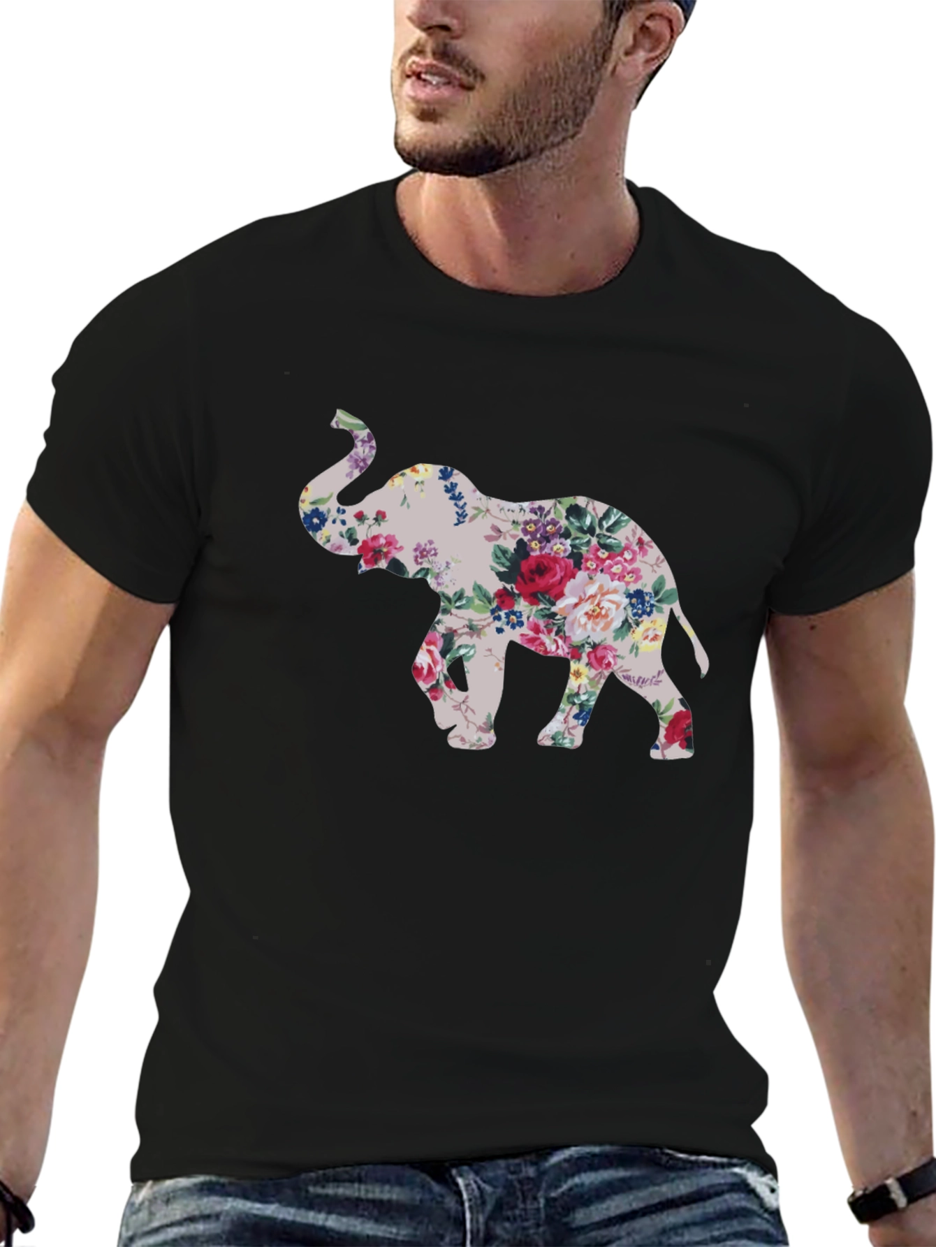 Floral Elephant Graphic T-Shirt