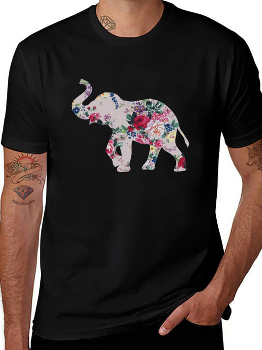 Floral Elephant Graphic T-Shirt