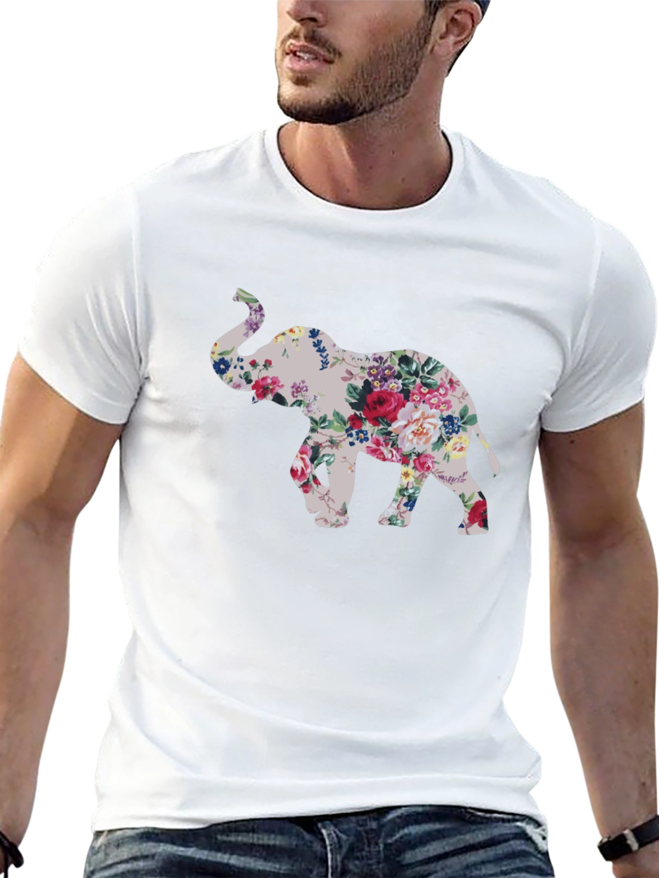 Floral Elephant Graphic T-Shirt
