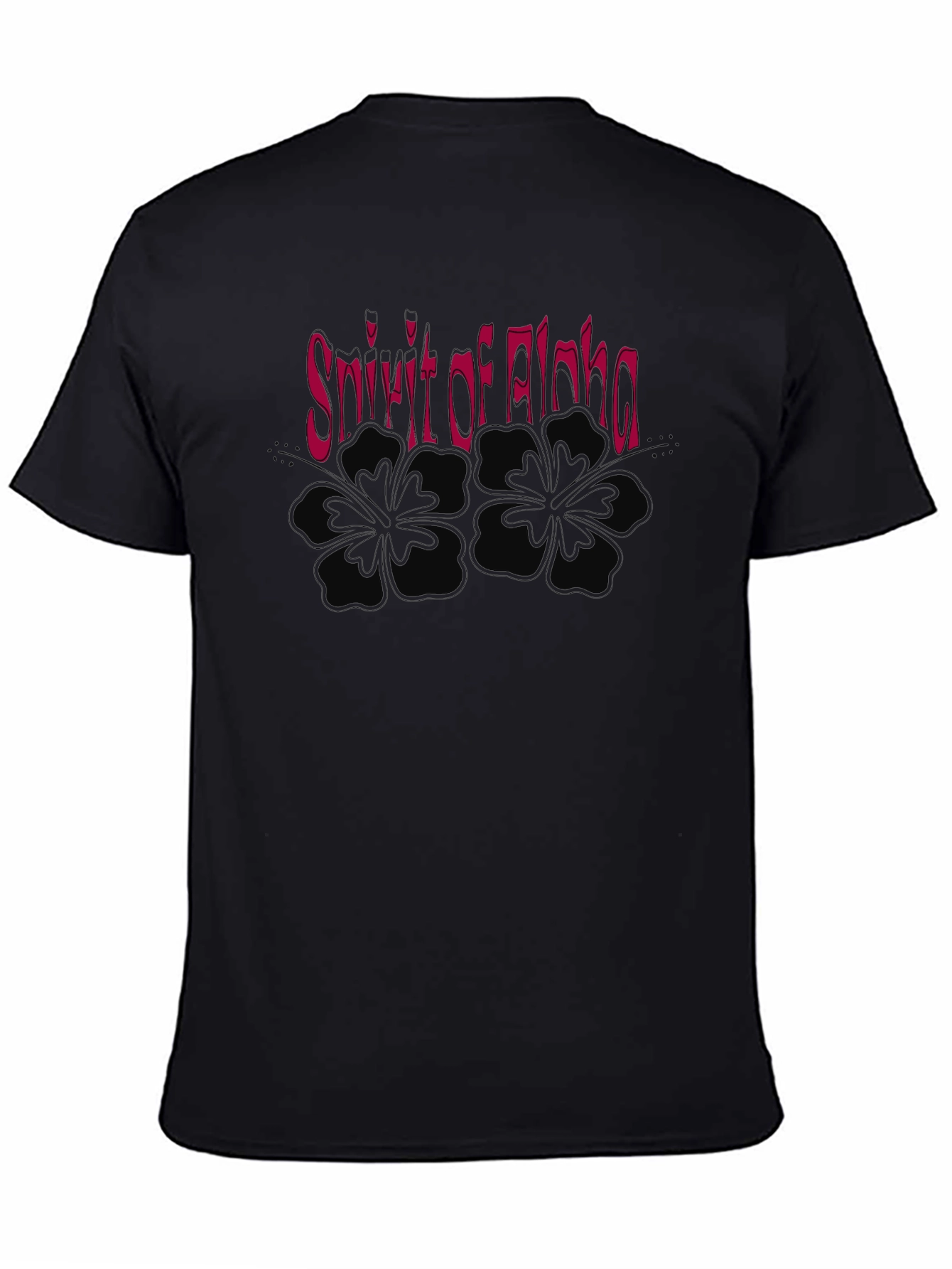 Spirit of Aloha Black T-Shirt with Hibiscus