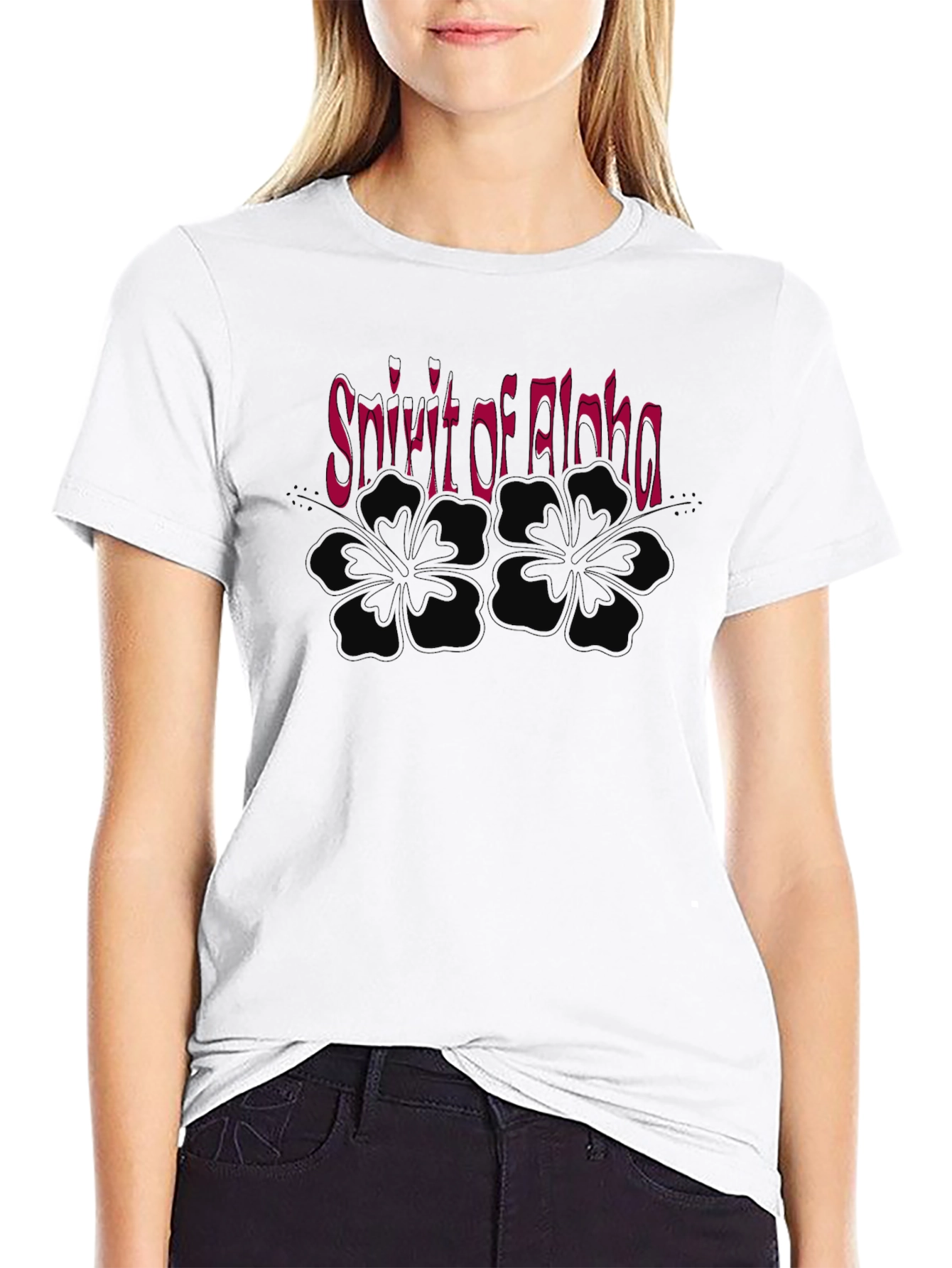 Spirit of Aloha Black T-Shirt with Hibiscus
