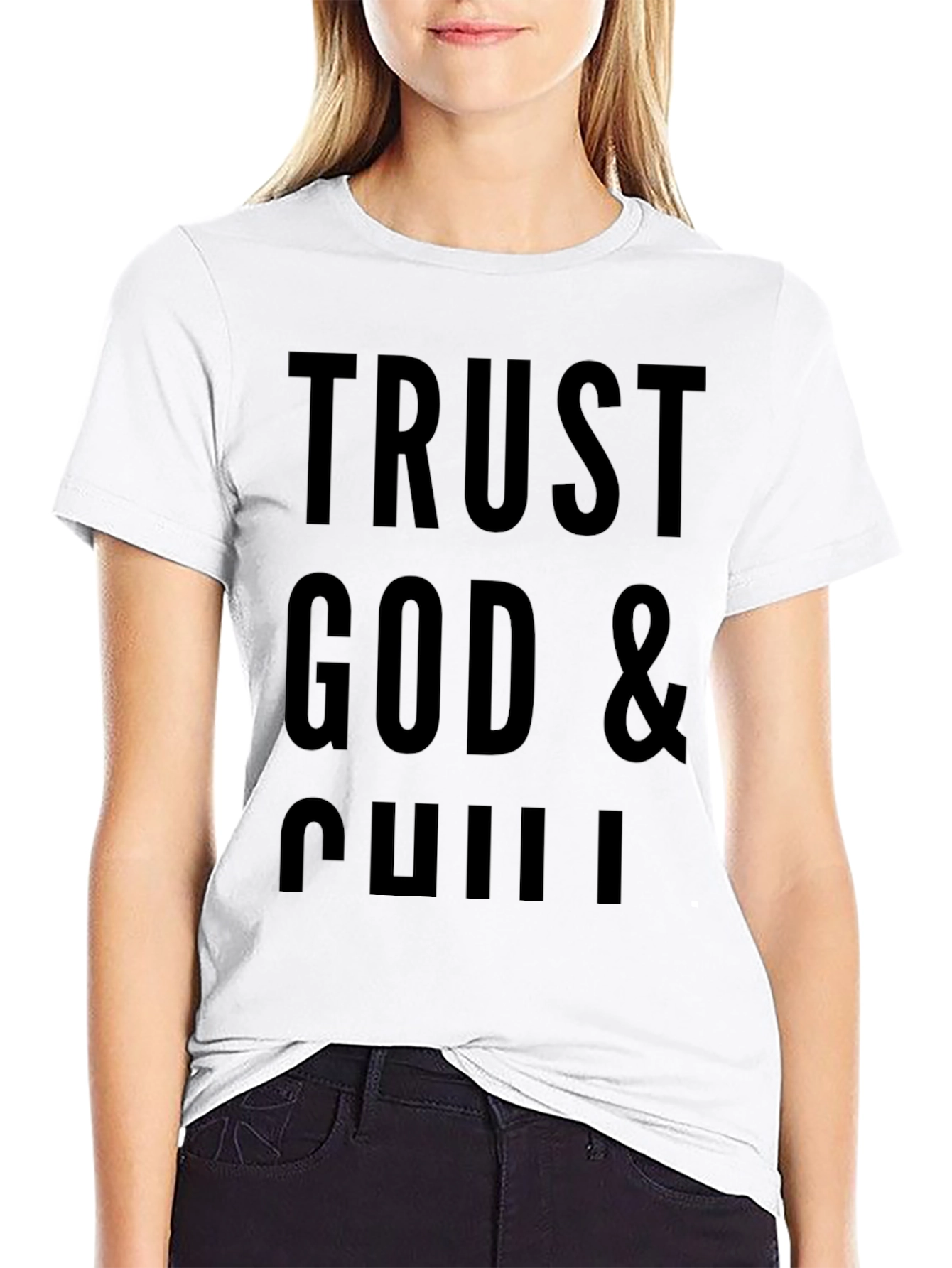 Trust God & Chill Black Graphic Tee