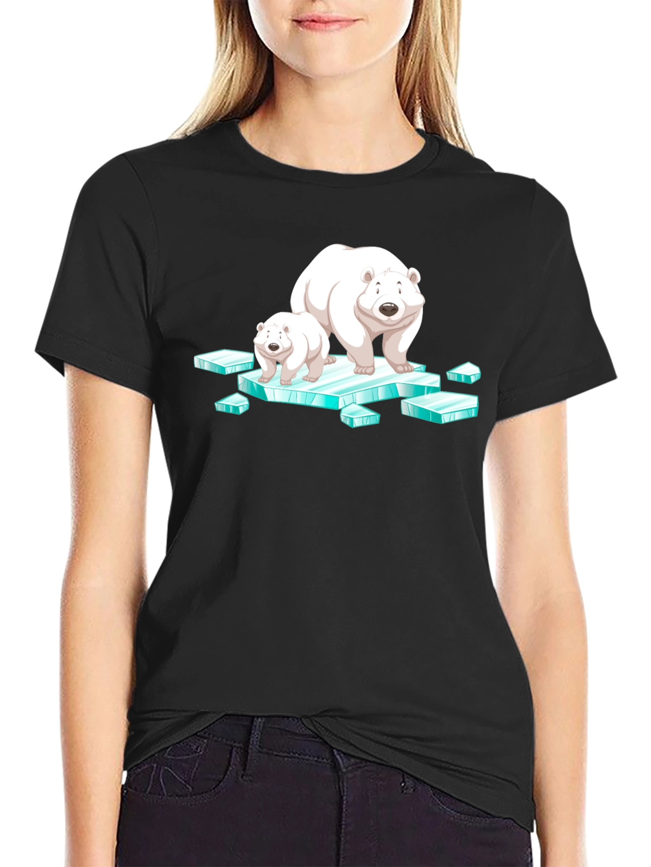 Polar Bear Family Graphic T-Shirt