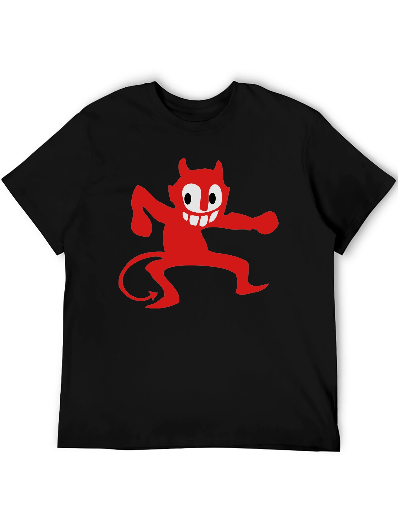Cartoon Devil Graphic Tee - Mens Black T-Shirt