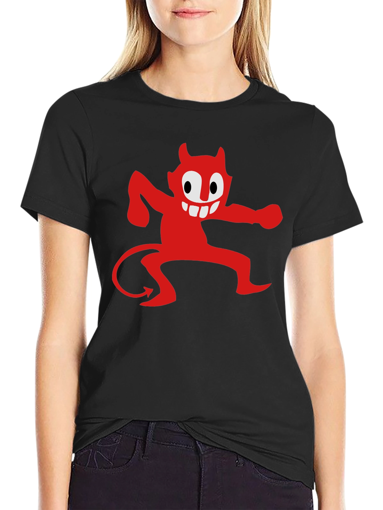 Cartoon Devil Graphic Tee - Mens Black T-Shirt
