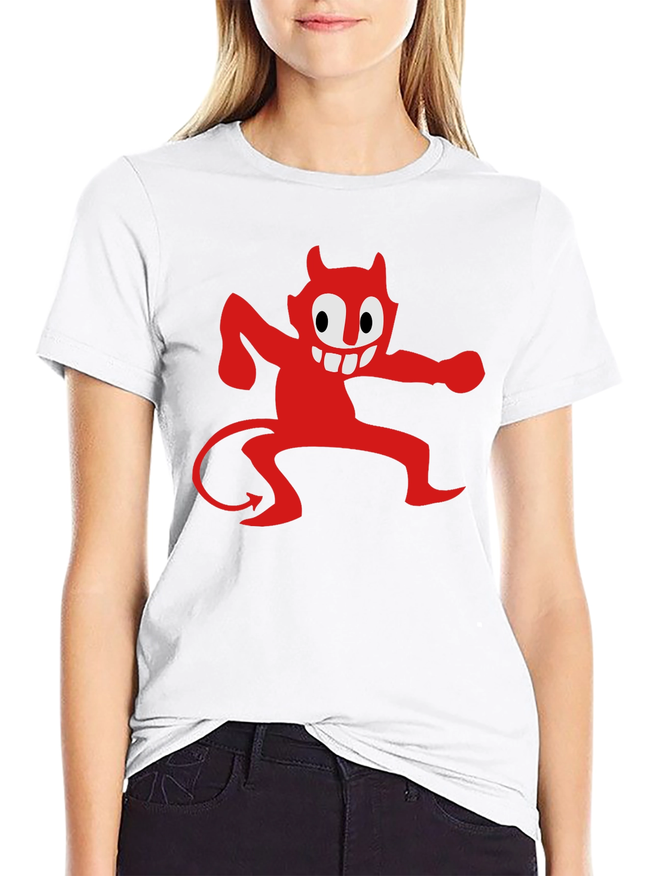 Cartoon Devil Graphic Tee - Mens Black T-Shirt