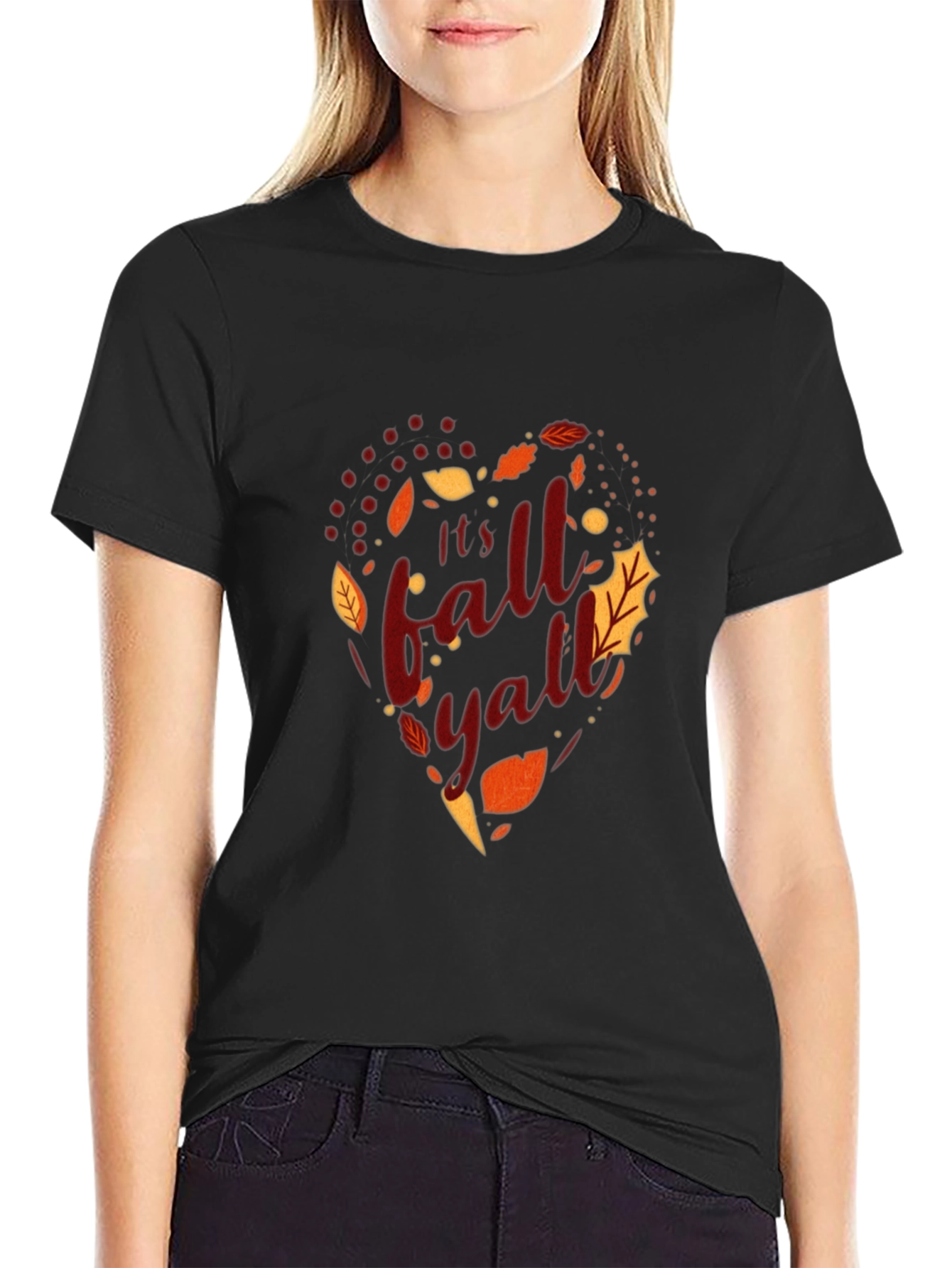 Its Fall Yall T-Shirt Autumn Leaf Heart Design