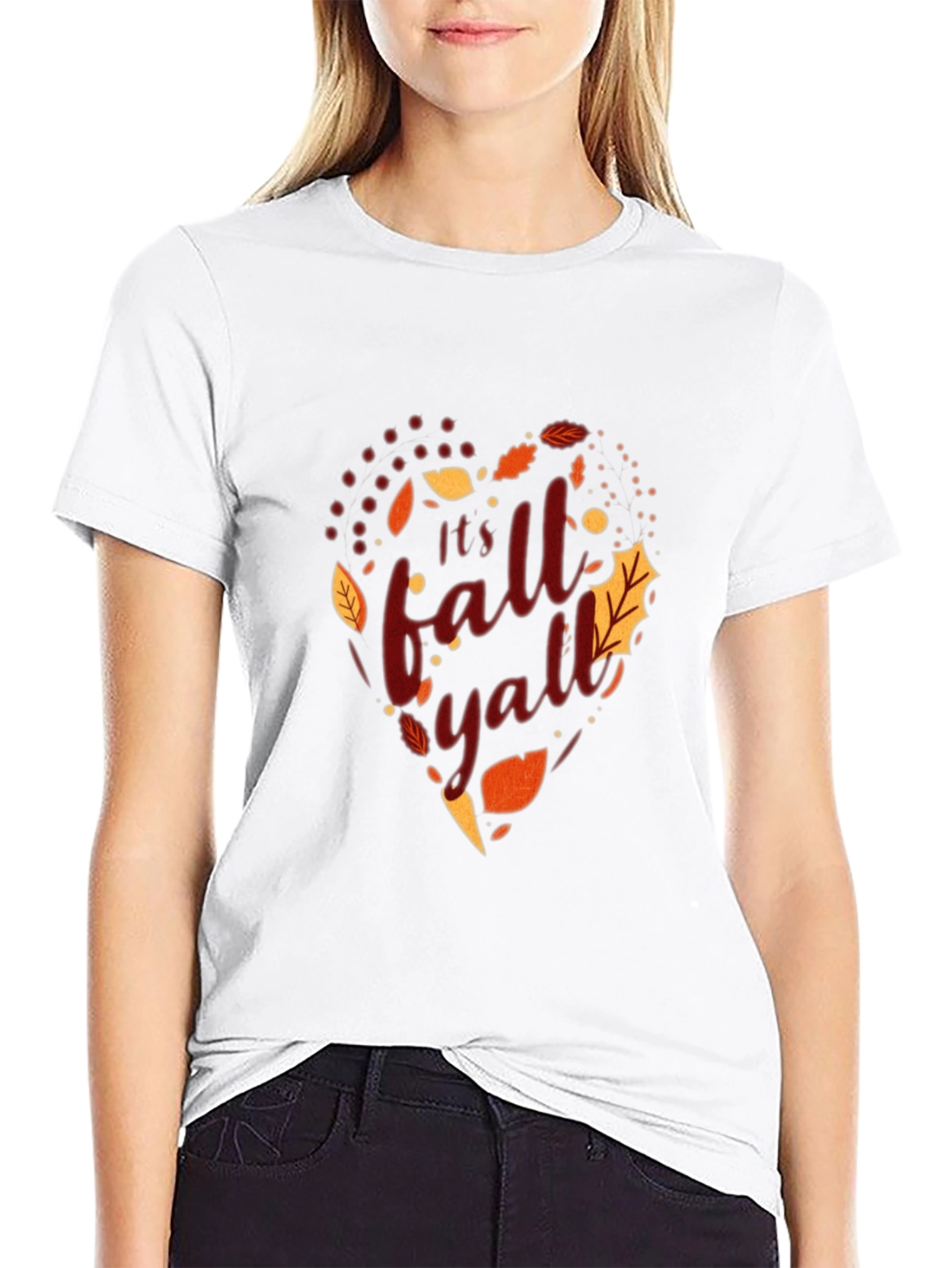 Its Fall Yall T-Shirt Autumn Leaf Heart Design