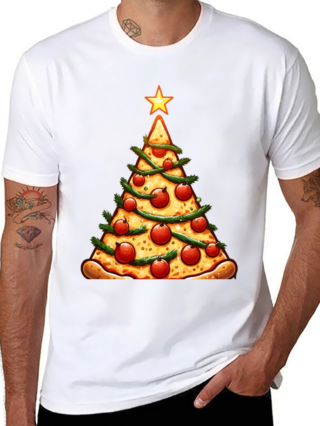 Pizza Christmas Tree Graphic Tee