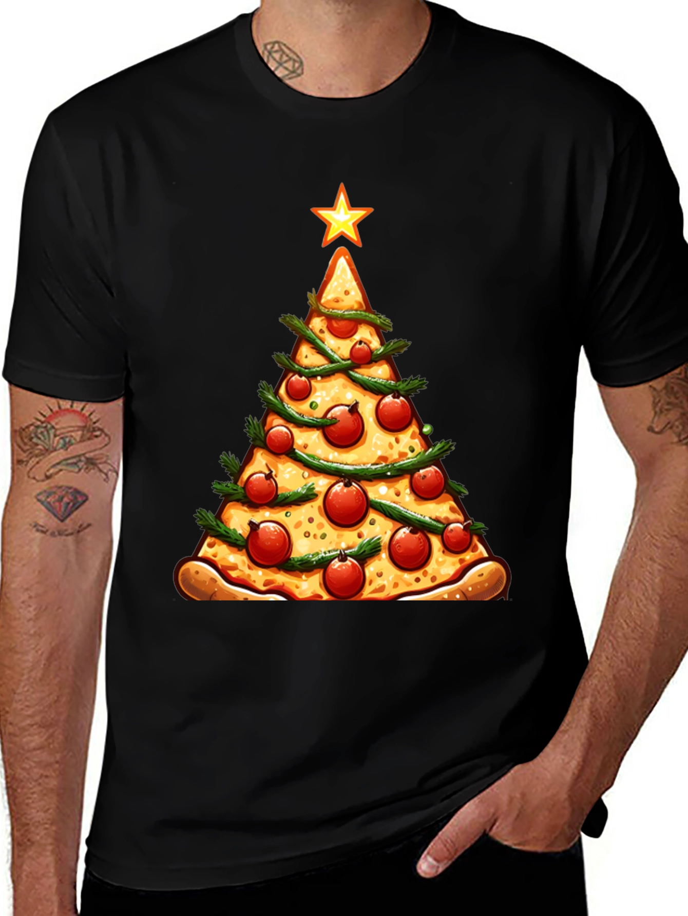 Pizza Christmas Tree Graphic Tee