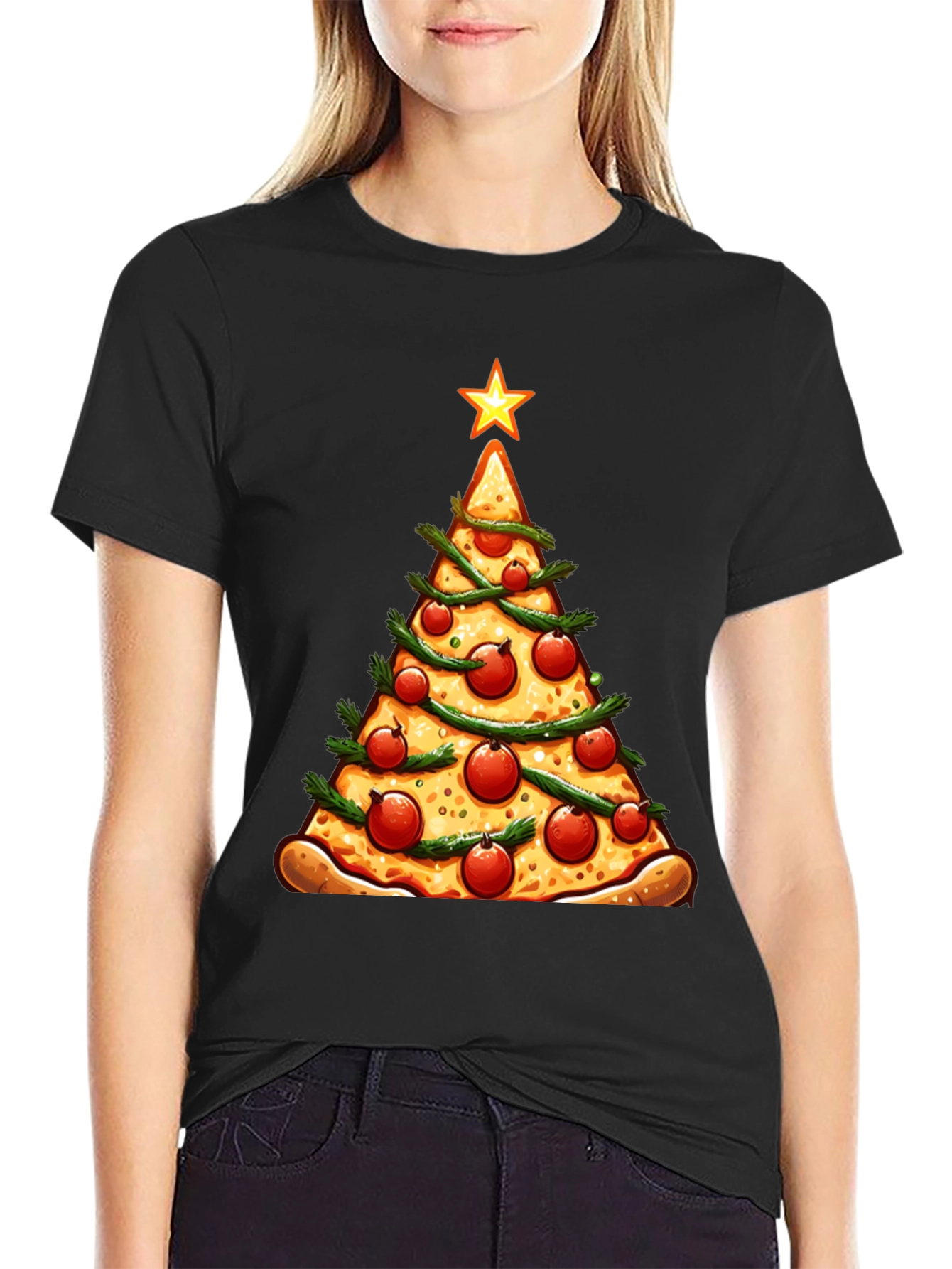 Pizza Christmas Tree Graphic Tee