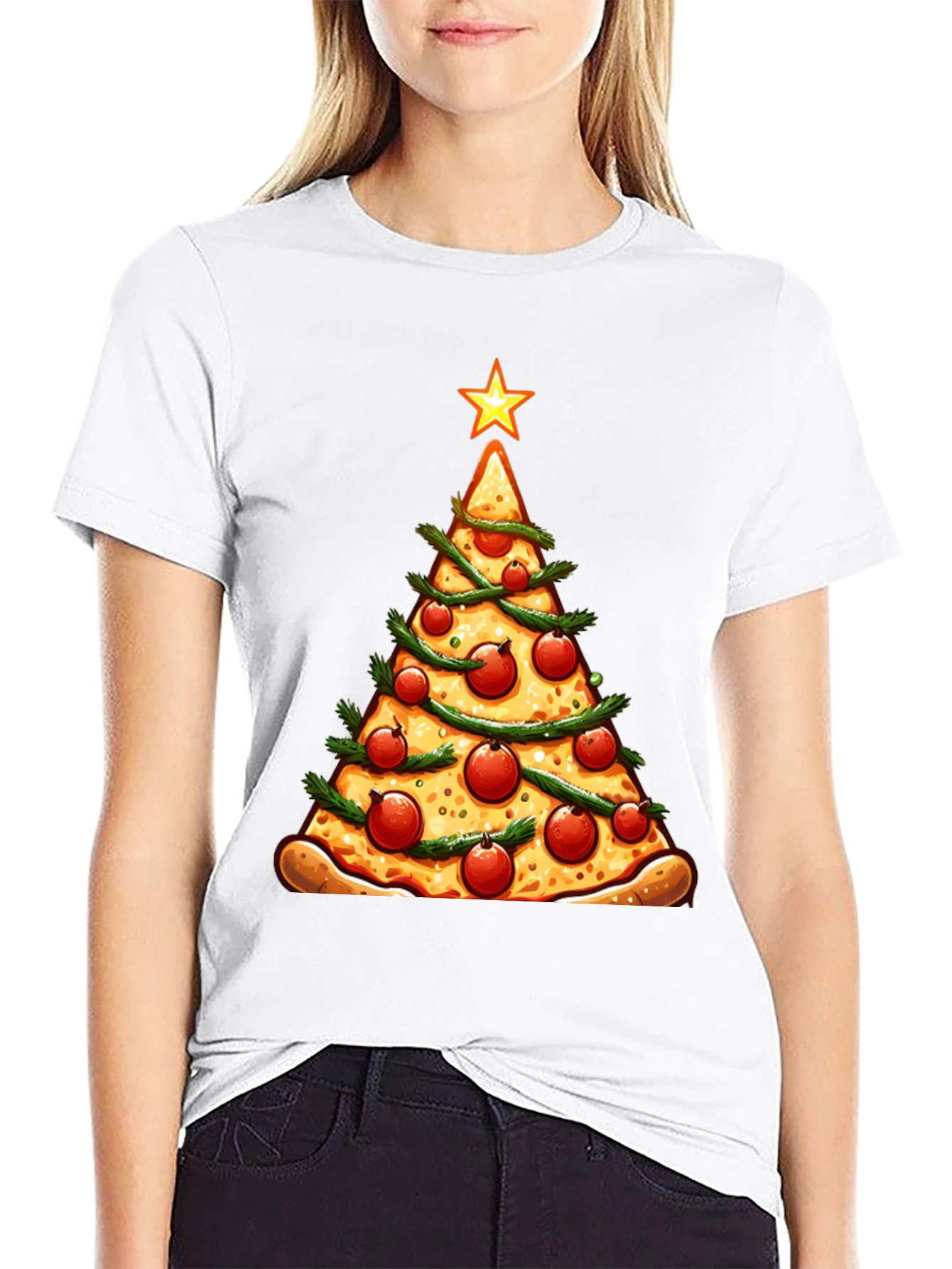 Pizza Christmas Tree Graphic Tee