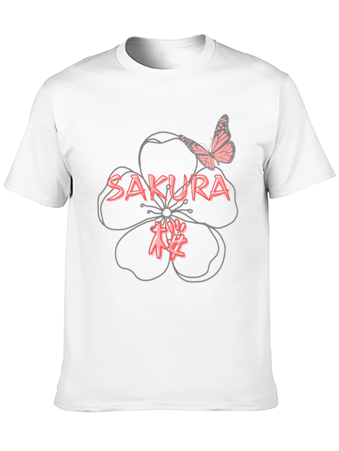 Sakura Blossom T-Shirt - Butterfly Design