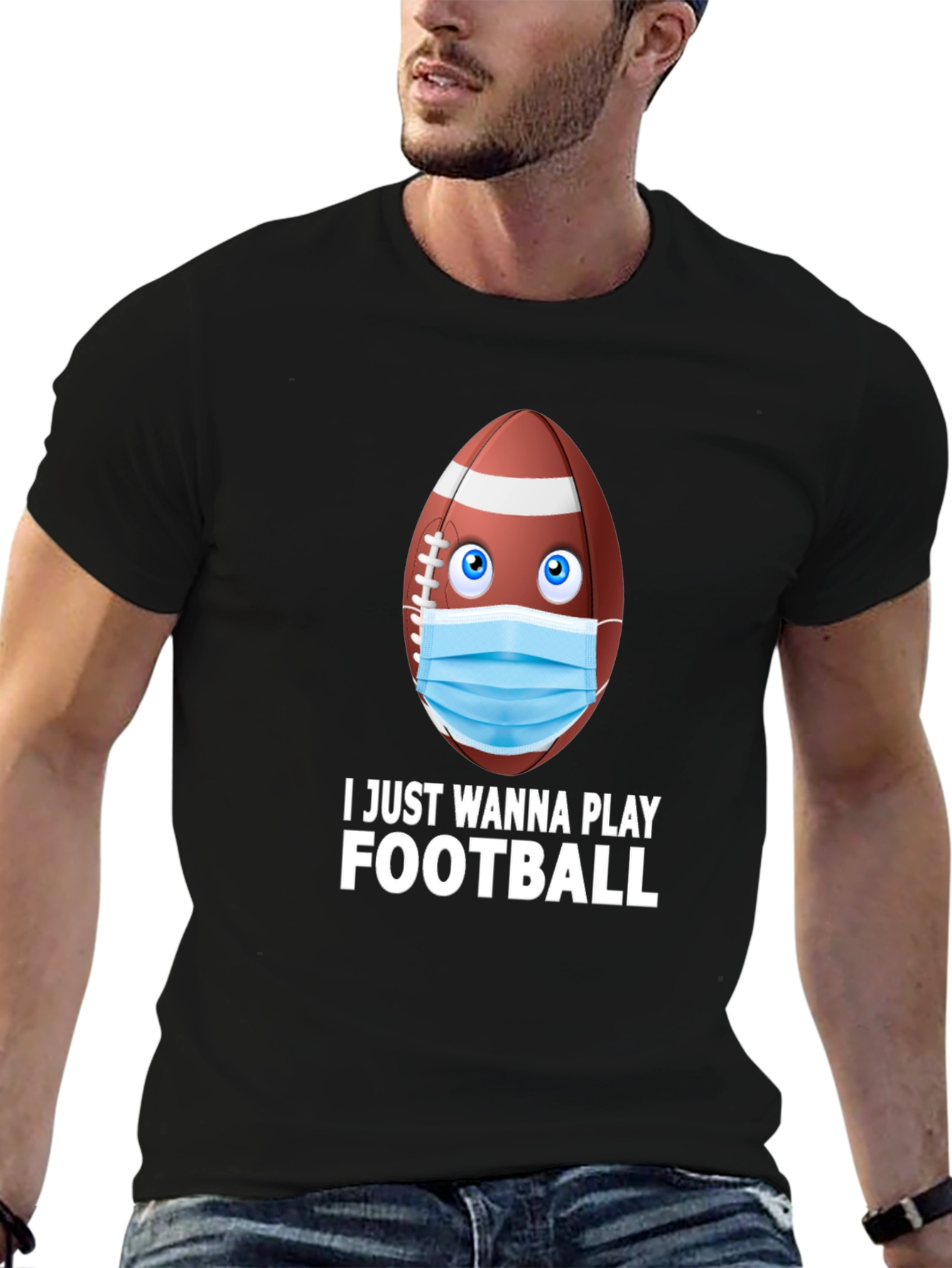 Funny Football Mask T-Shirt - Play During Covid