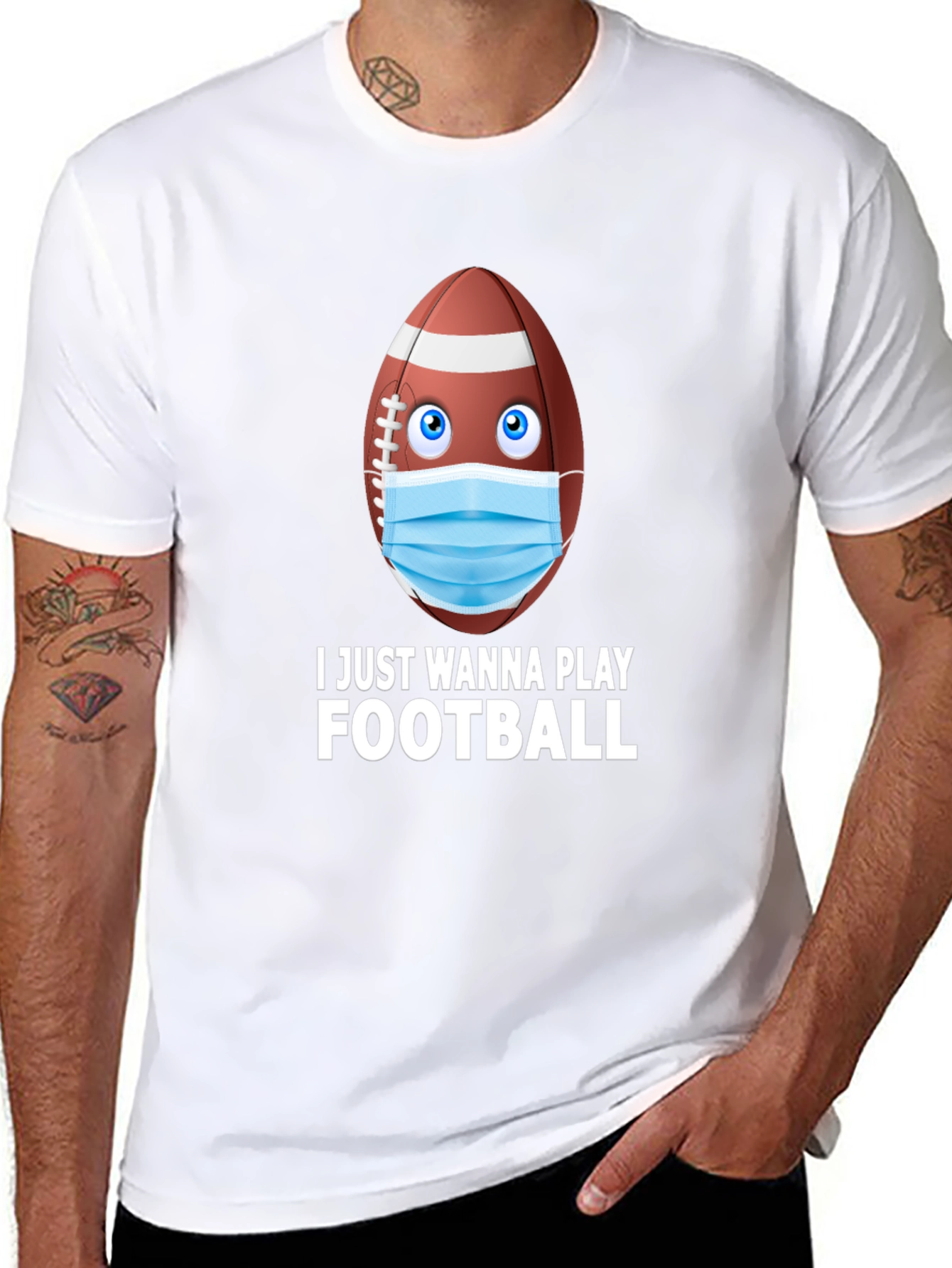 Funny Football Mask T-Shirt - Play During Covid