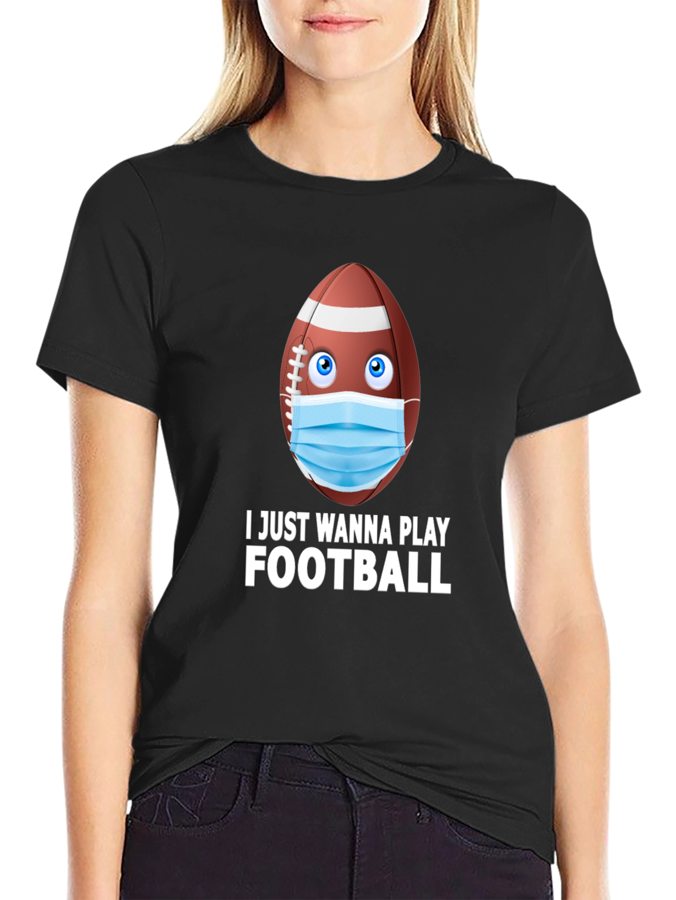 Funny Football Mask T-Shirt - Play During Covid