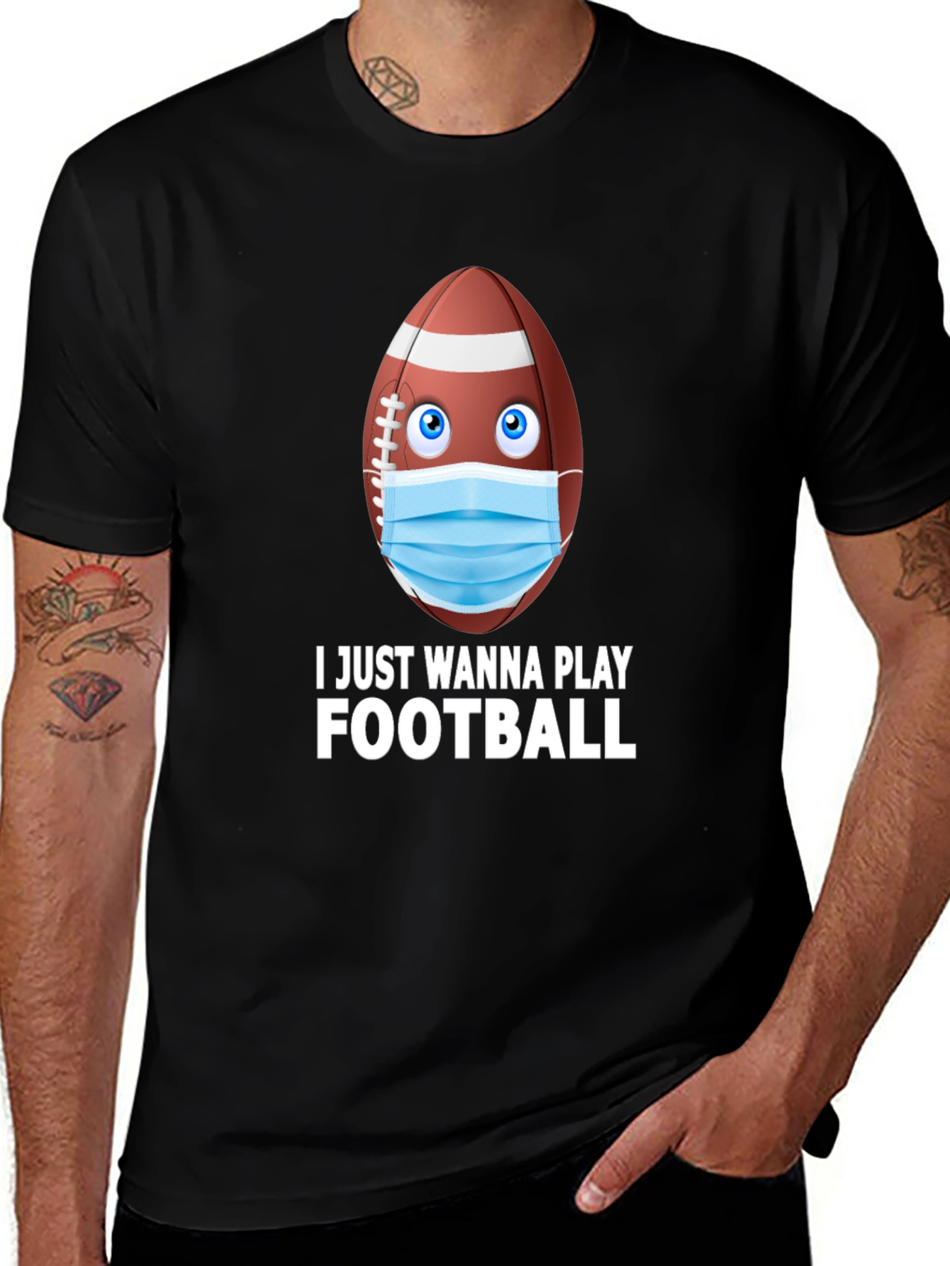 Funny Football Mask T-Shirt - Play During Covid