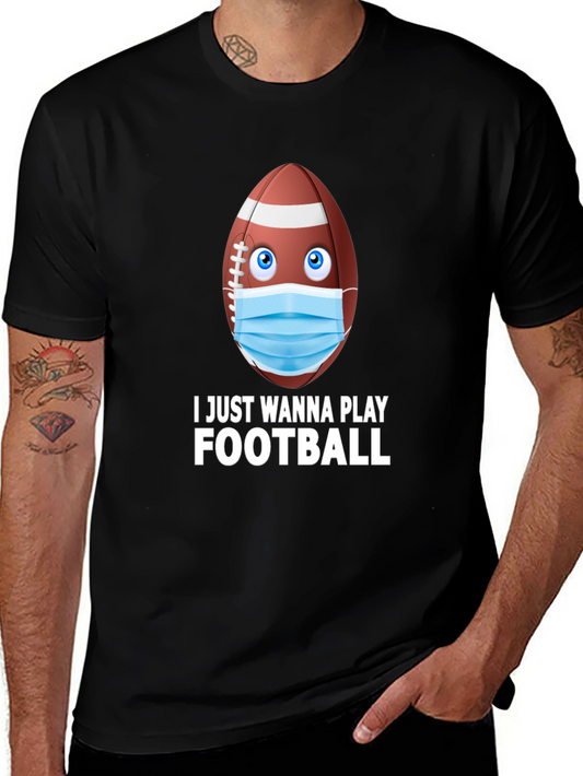 Funny Football Mask T-Shirt - Play During Covid