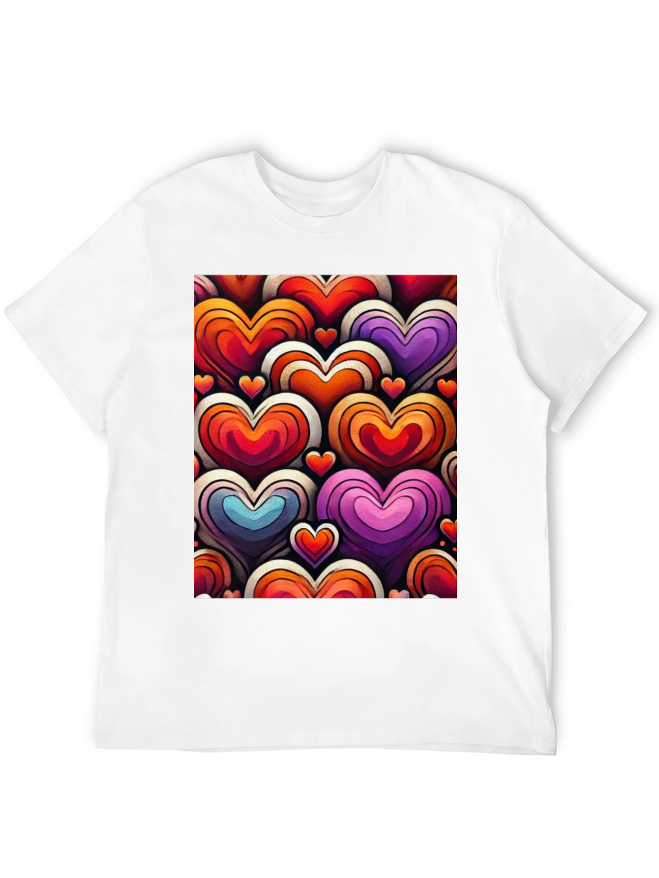 Heart Pattern Graphic Tee - Stylish and Unique
