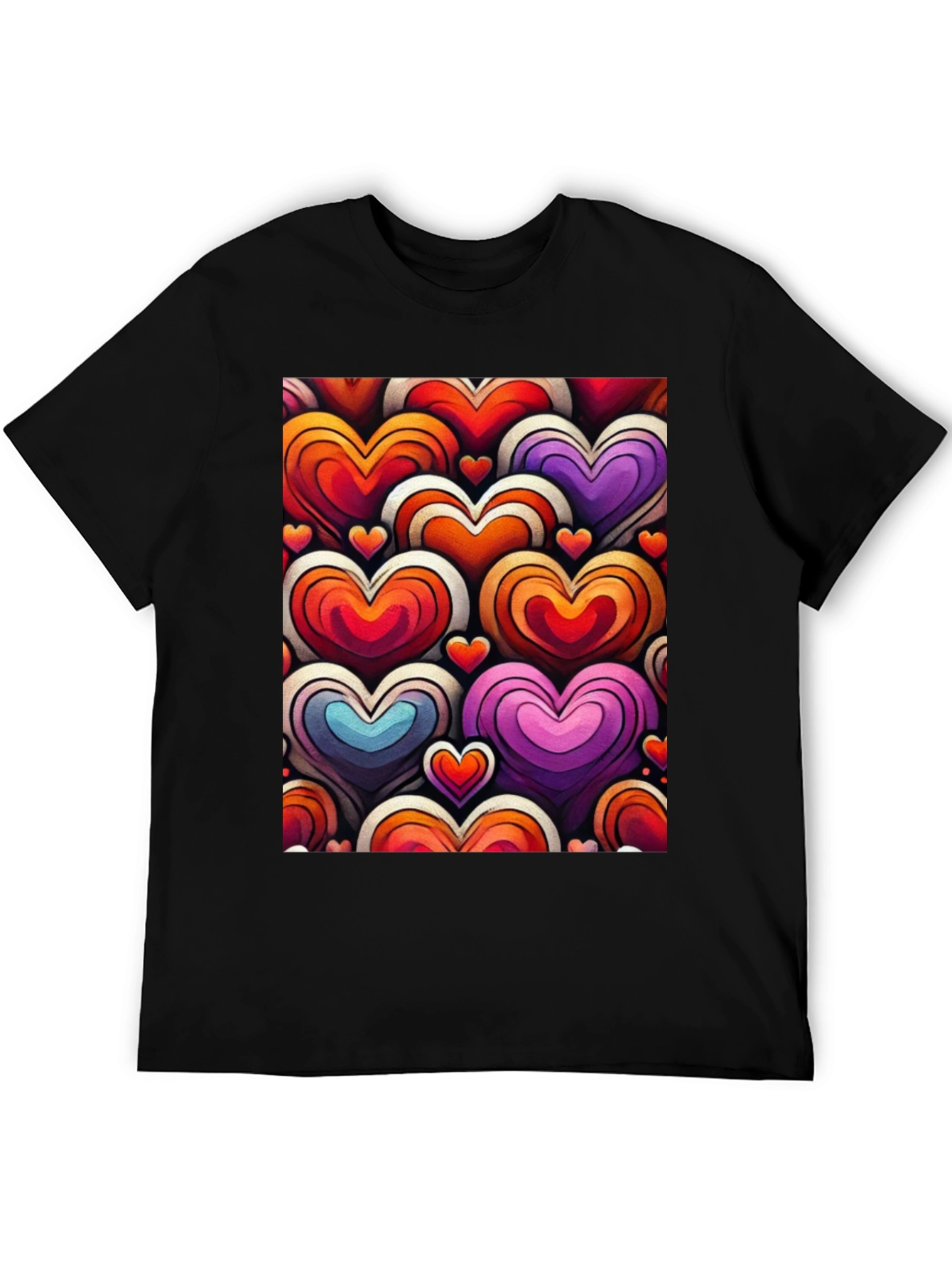 Heart Pattern Graphic Tee - Stylish and Unique