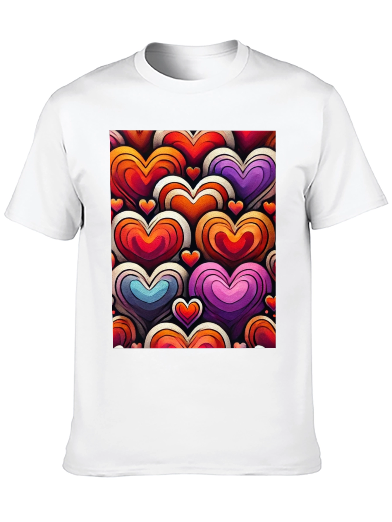 Heart Pattern Graphic Tee - Stylish and Unique