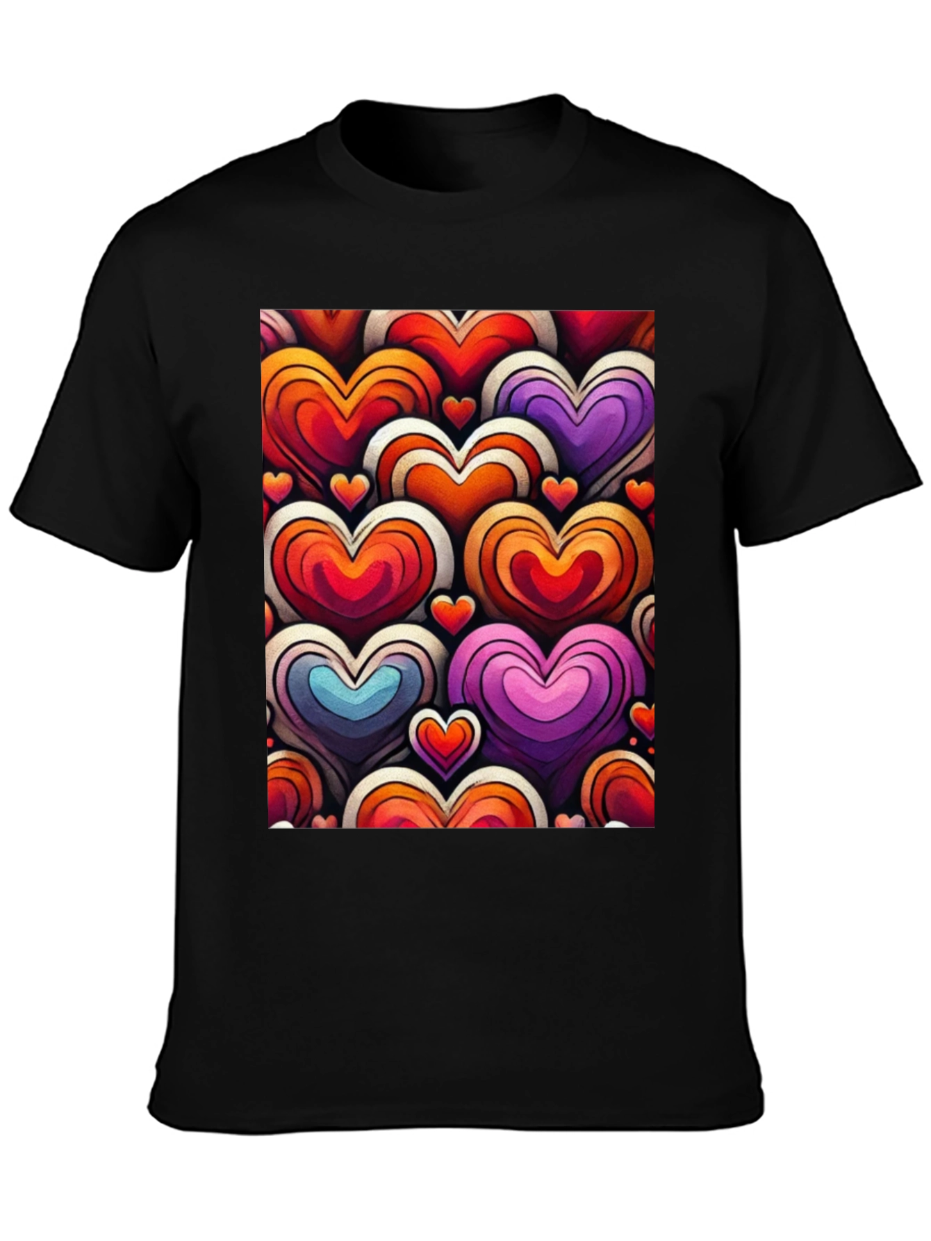 Heart Pattern Graphic Tee - Stylish and Unique