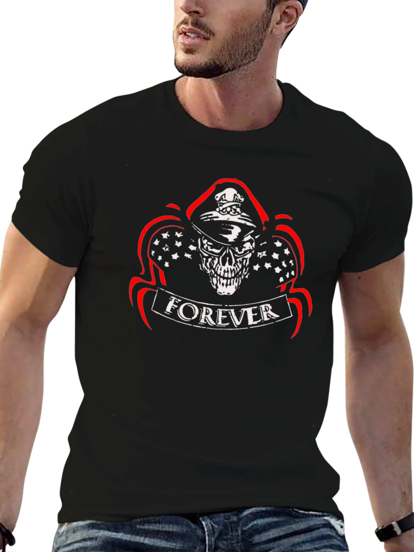 Forever Skull Graphic Tee - Mens Black T-Shirt