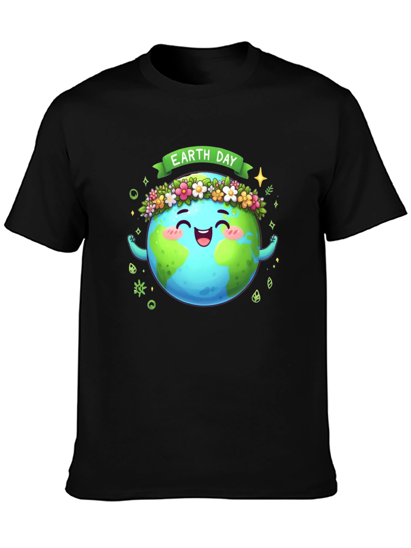 Earth Day Graphic T-Shirt - Black Cotton Tee