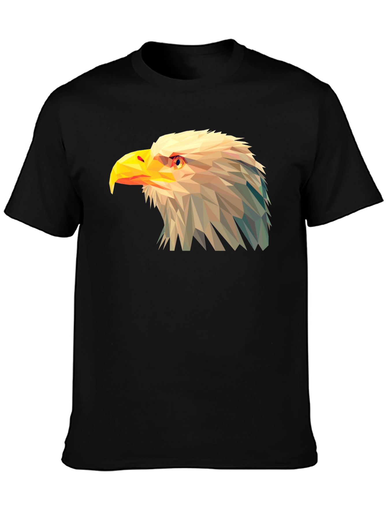 Geometric Eagle Graphic Tee - Black Cotton T-Shirt