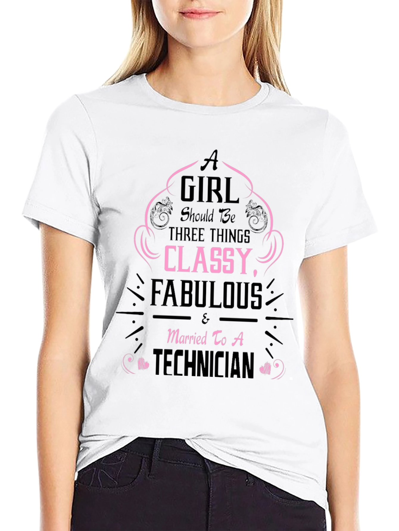 Classy Technician Wife Black T-Shirt