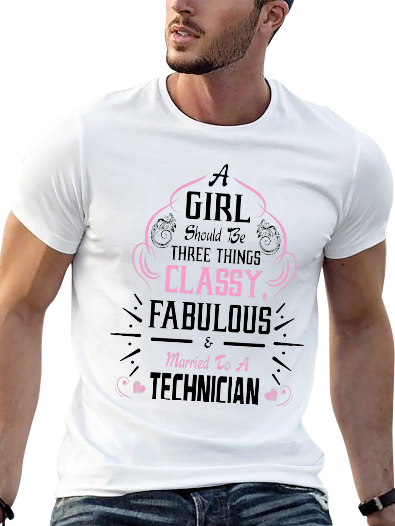 Classy Technician Wife Black T-Shirt