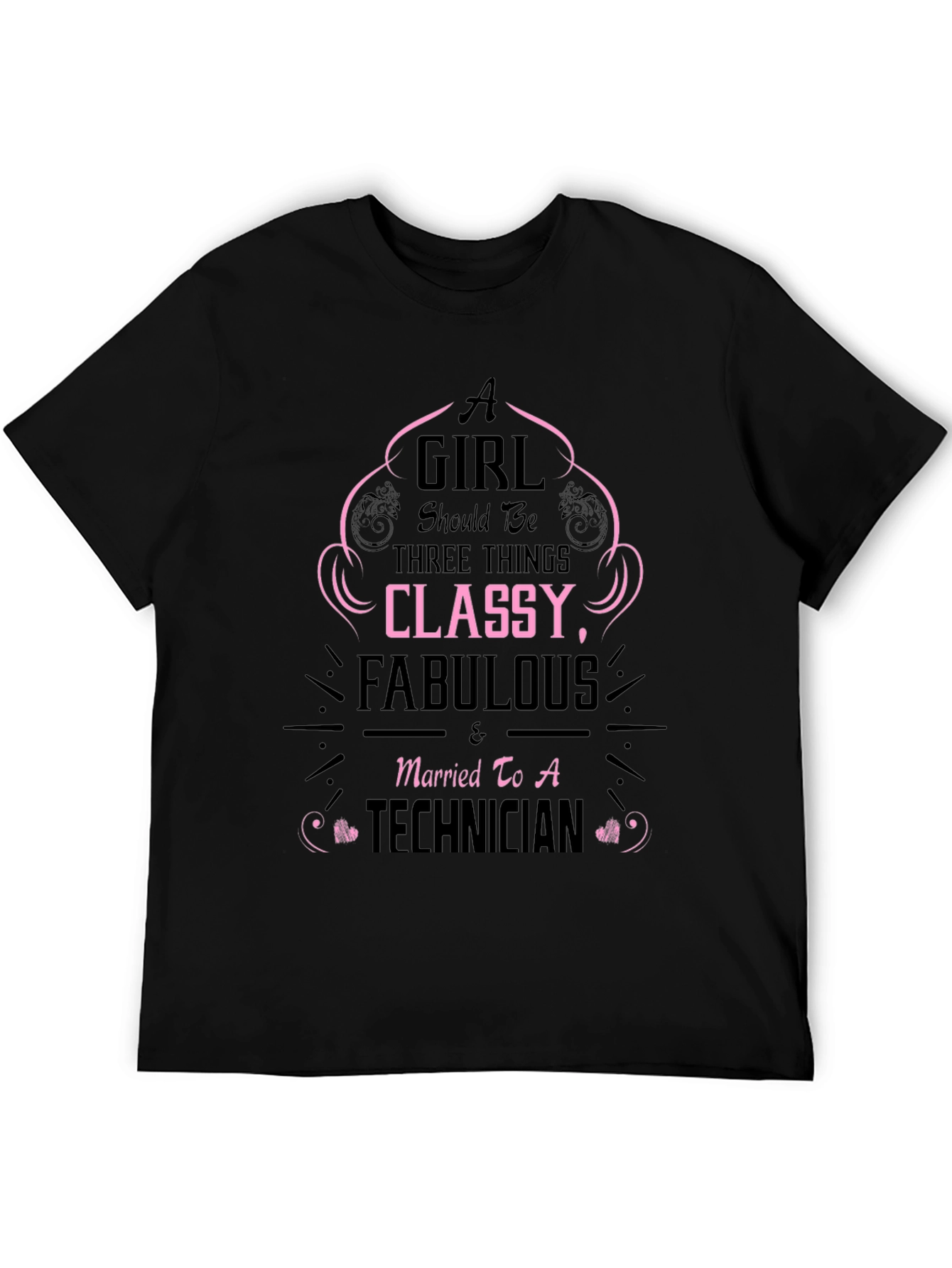 Classy Technician Wife Black T-Shirt