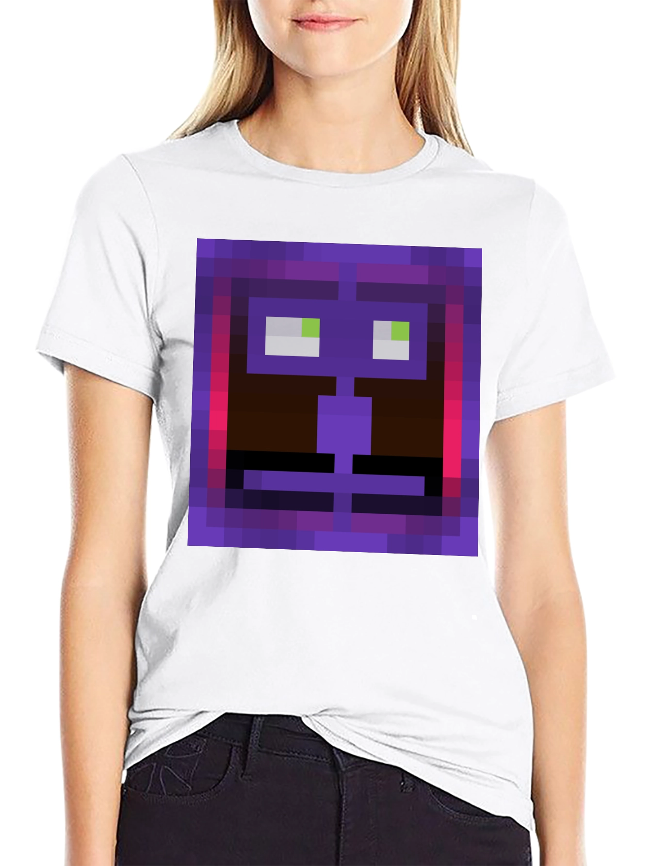 Pixel Art Face Graphic Tee - Black Casual Shirt
