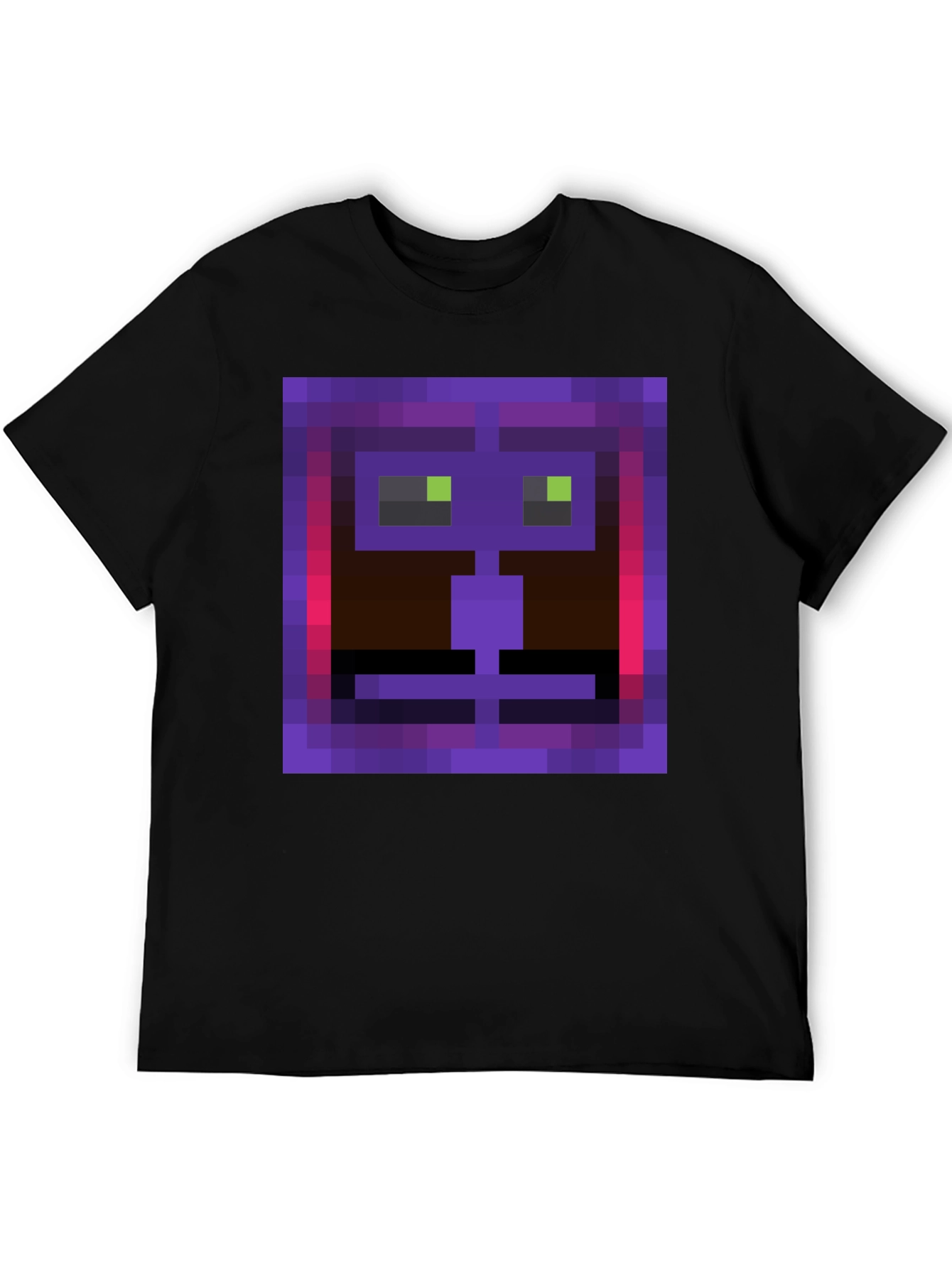 Pixel Art Face Graphic Tee - Black Casual Shirt
