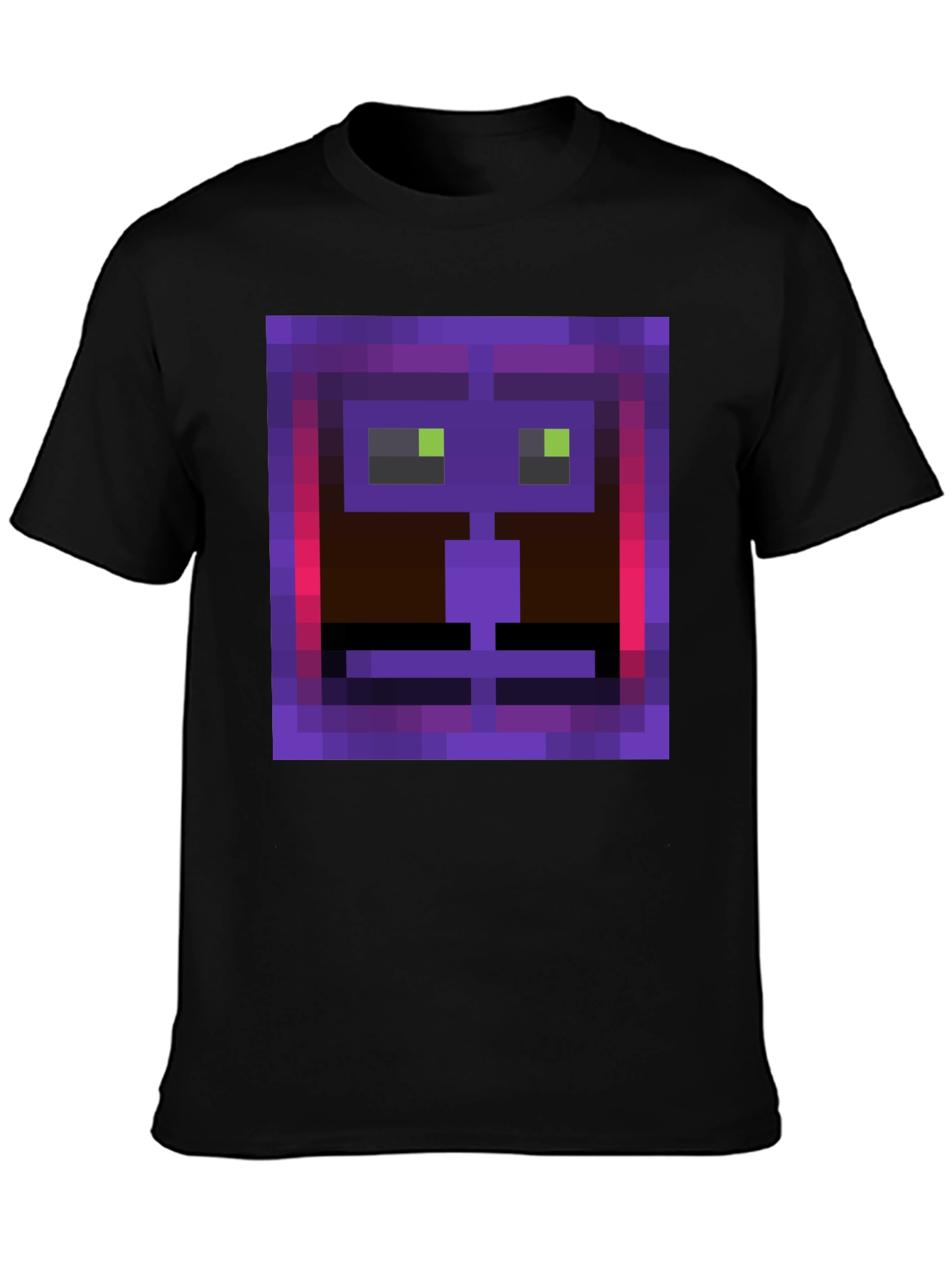 Pixel Art Face Graphic Tee - Black Casual Shirt