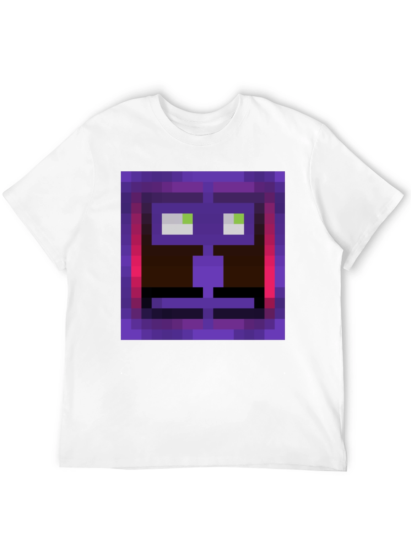 Pixel Art Face Graphic Tee - Black Casual Shirt