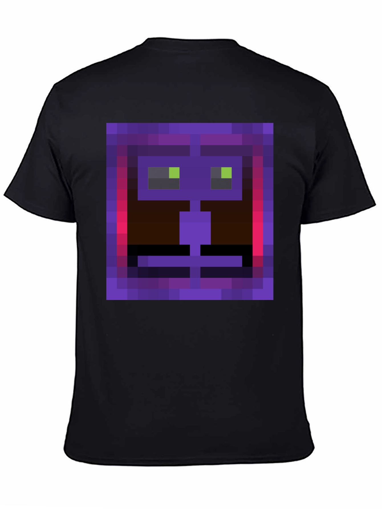 Pixel Art Face Graphic Tee - Black Casual Shirt