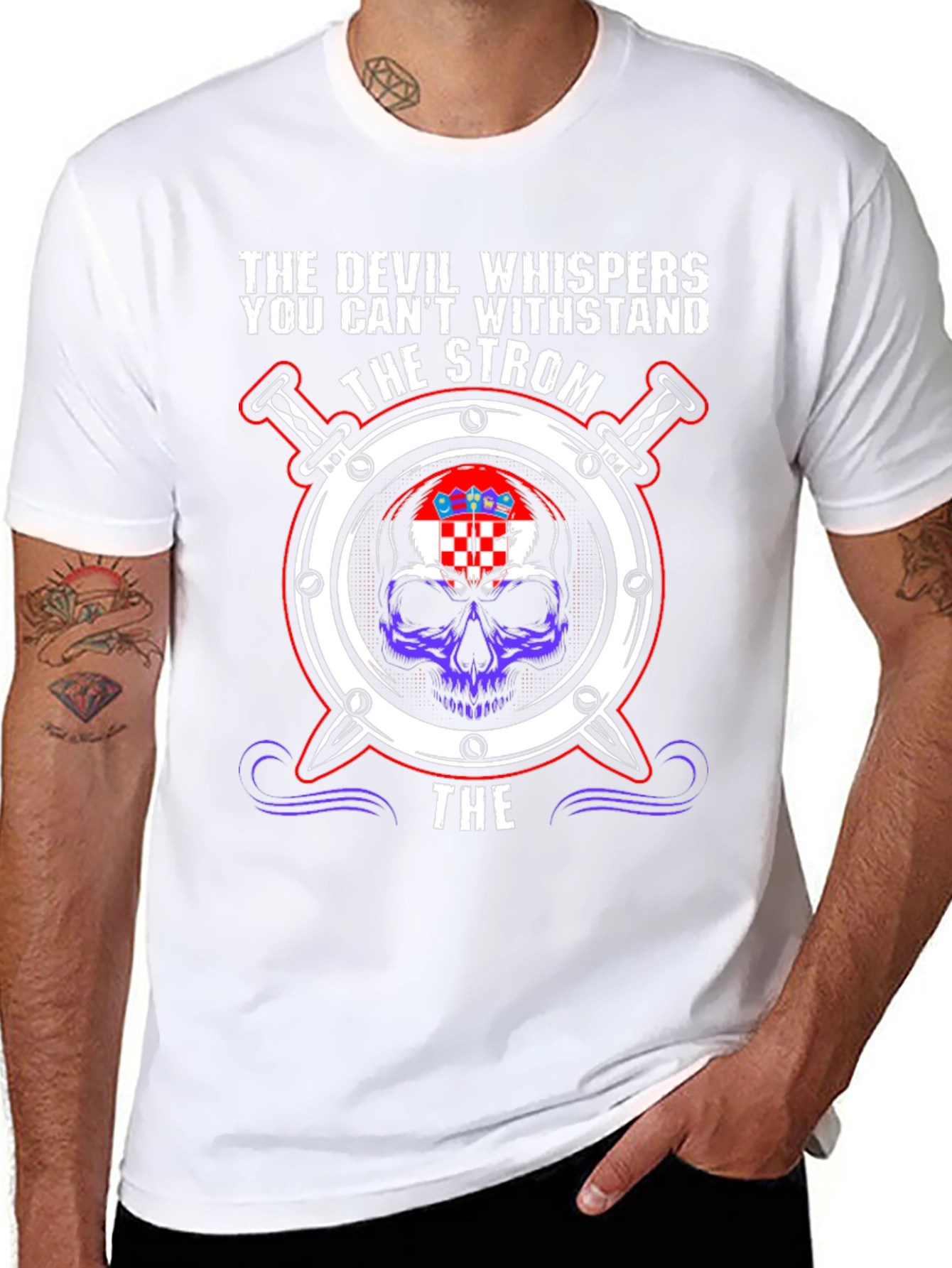 Devil Whispers Storm Croatia Skull T-Shirt