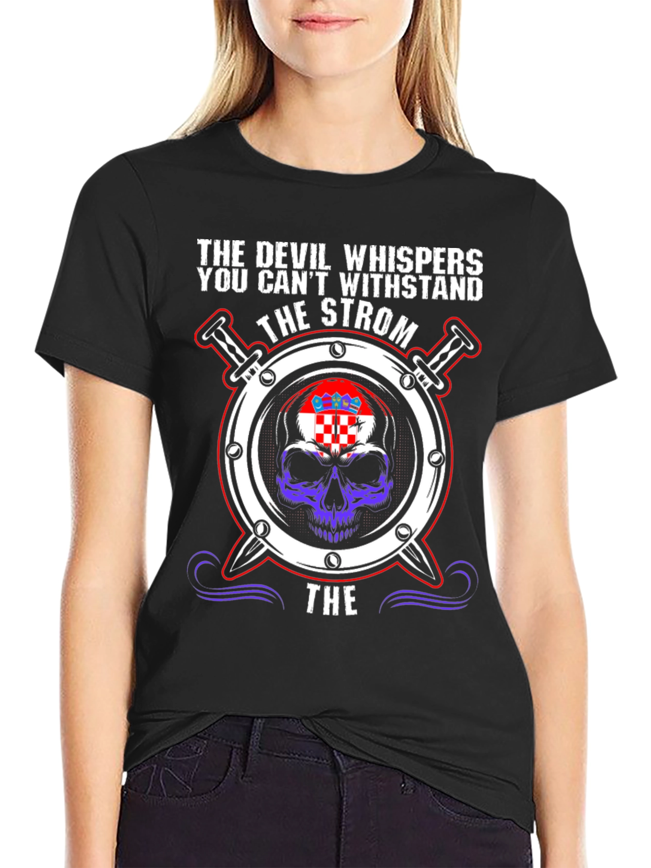 Devil Whispers Storm Croatia Skull T-Shirt
